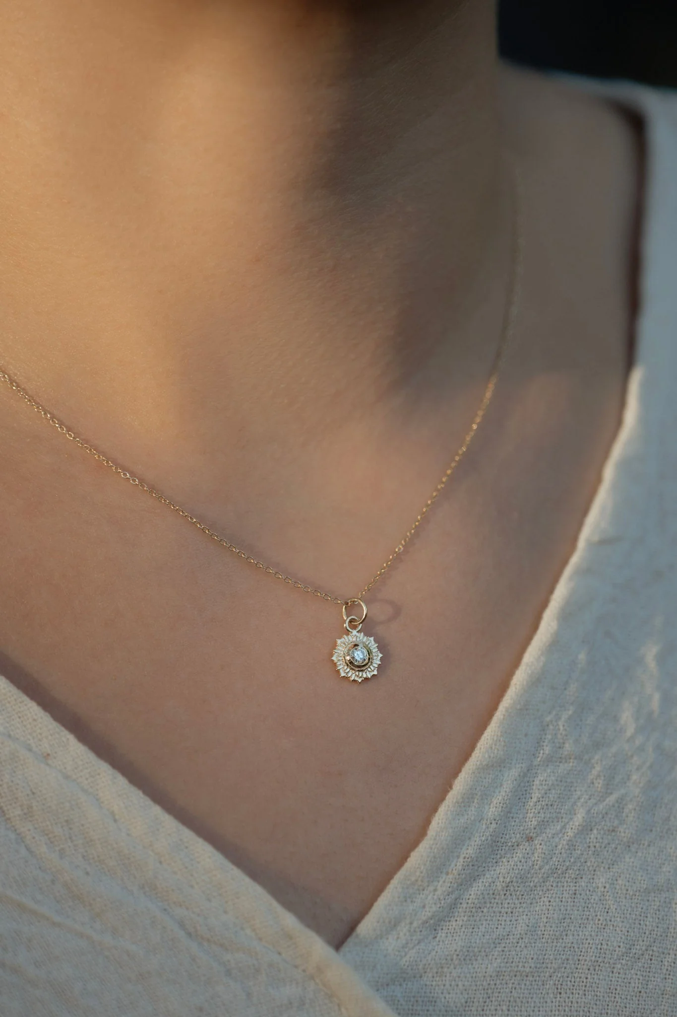 14K Diamond Starbust Necklace - Image 2