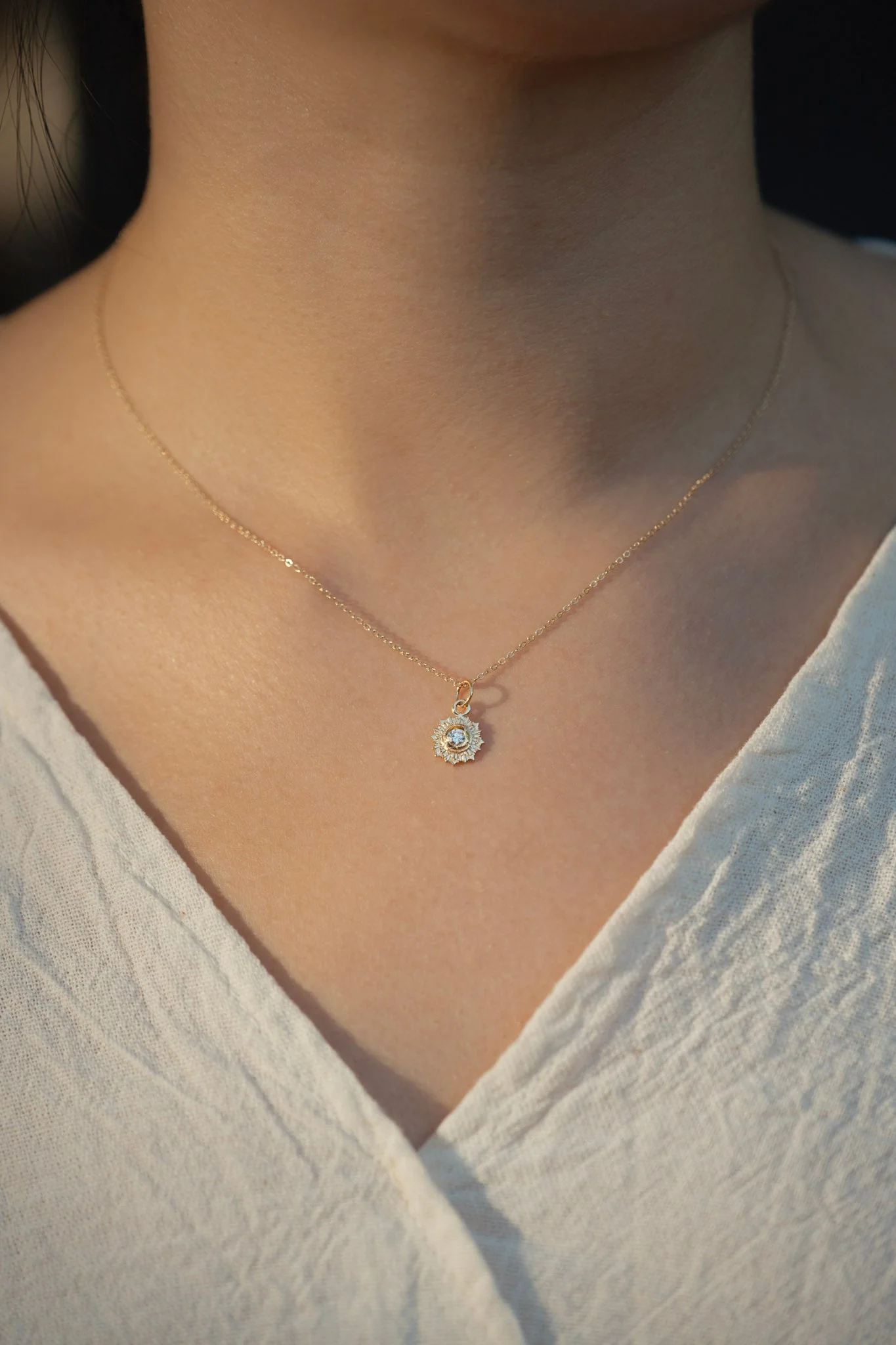 14K Diamond Starbust Necklace - Image 3