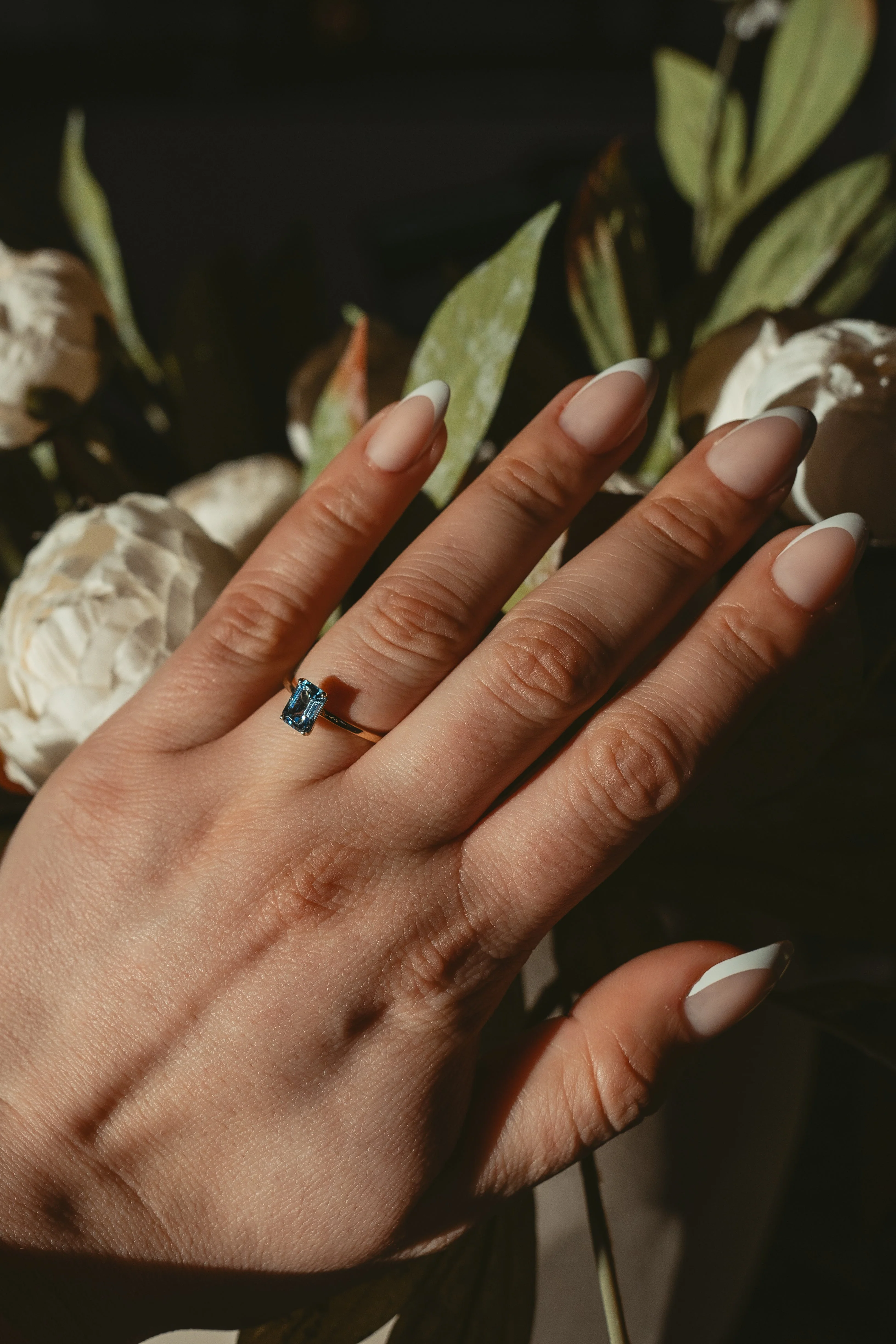 14K Emerald Cut Blue Topaz Solitaire Ring - Image 7