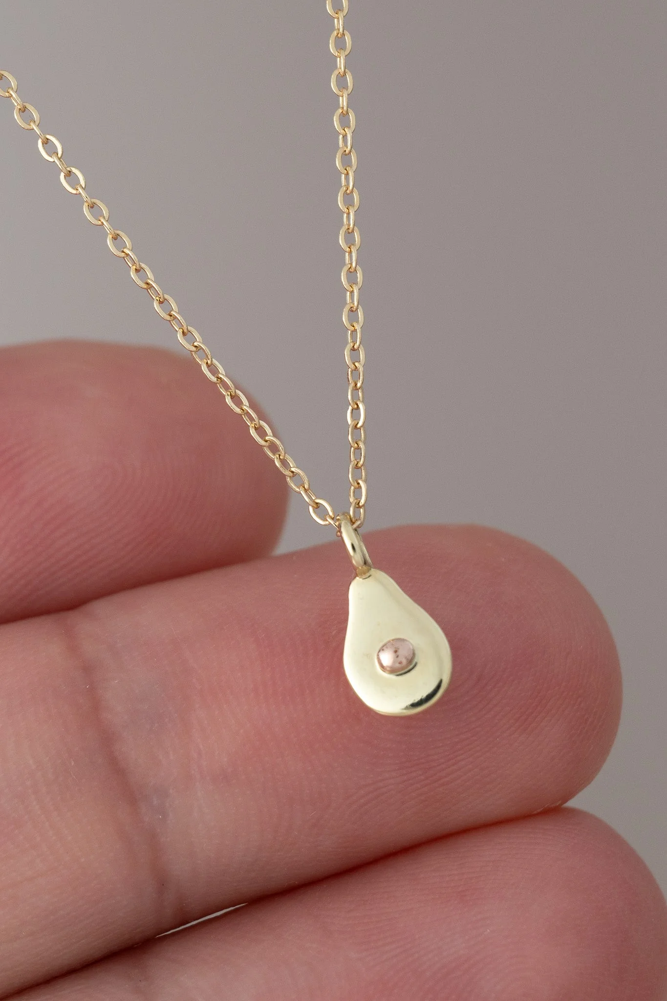 14K Mini Avocado Necklace - Image 8
