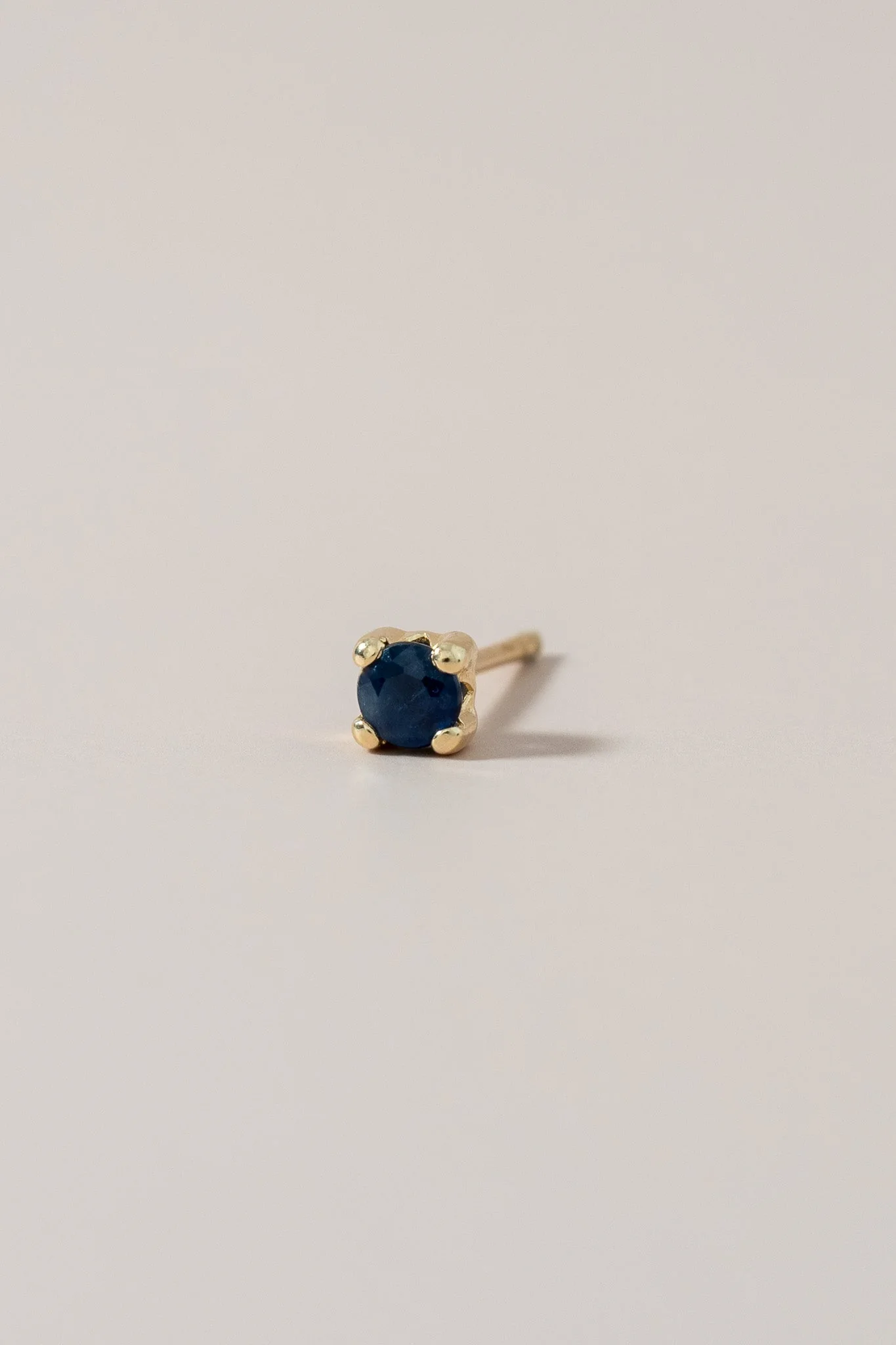 14K Mini Blue Sapphire Stud - Image 3