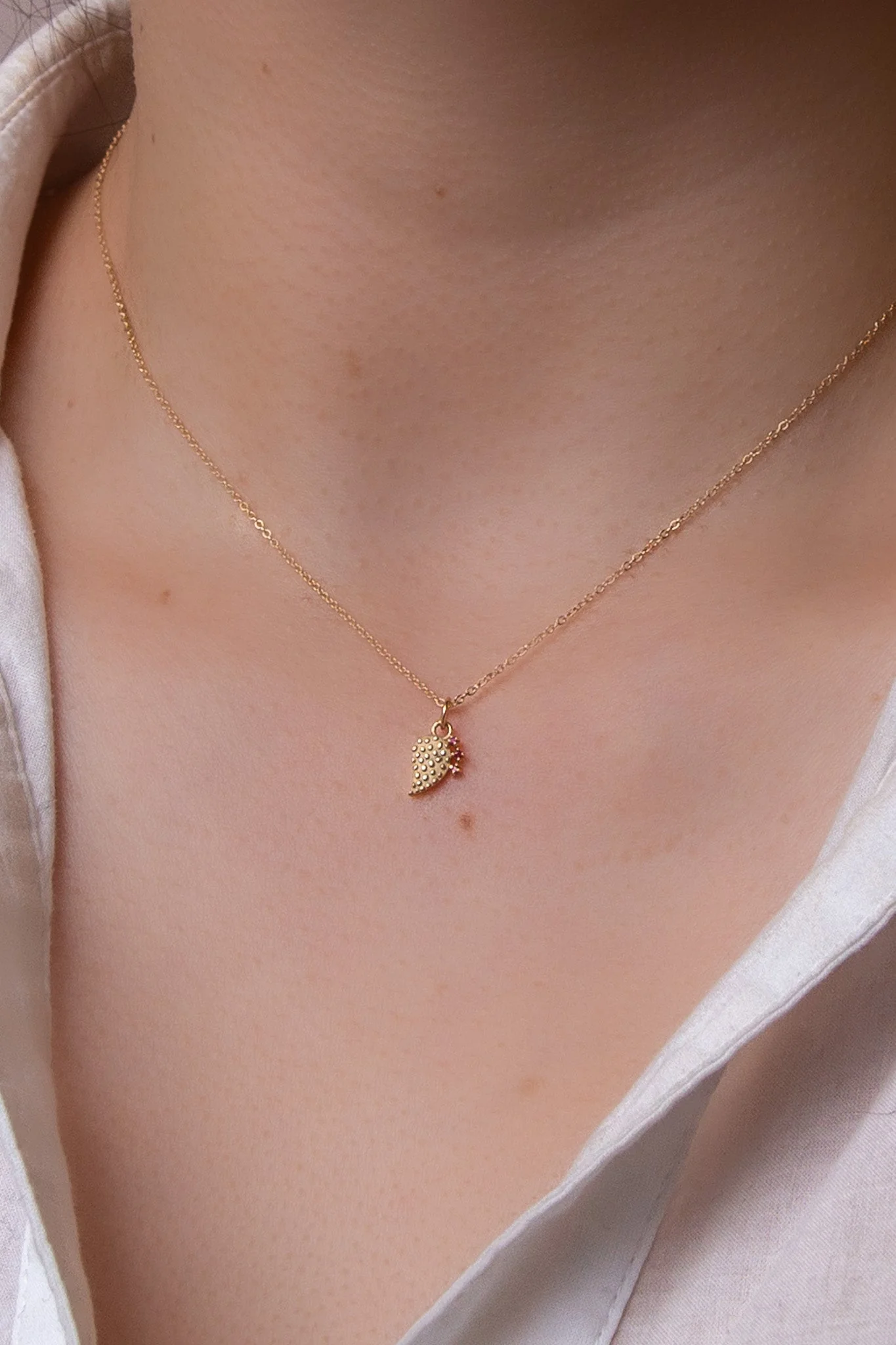 14K Ruby Tunas Nopalito Necklace  - Image 2