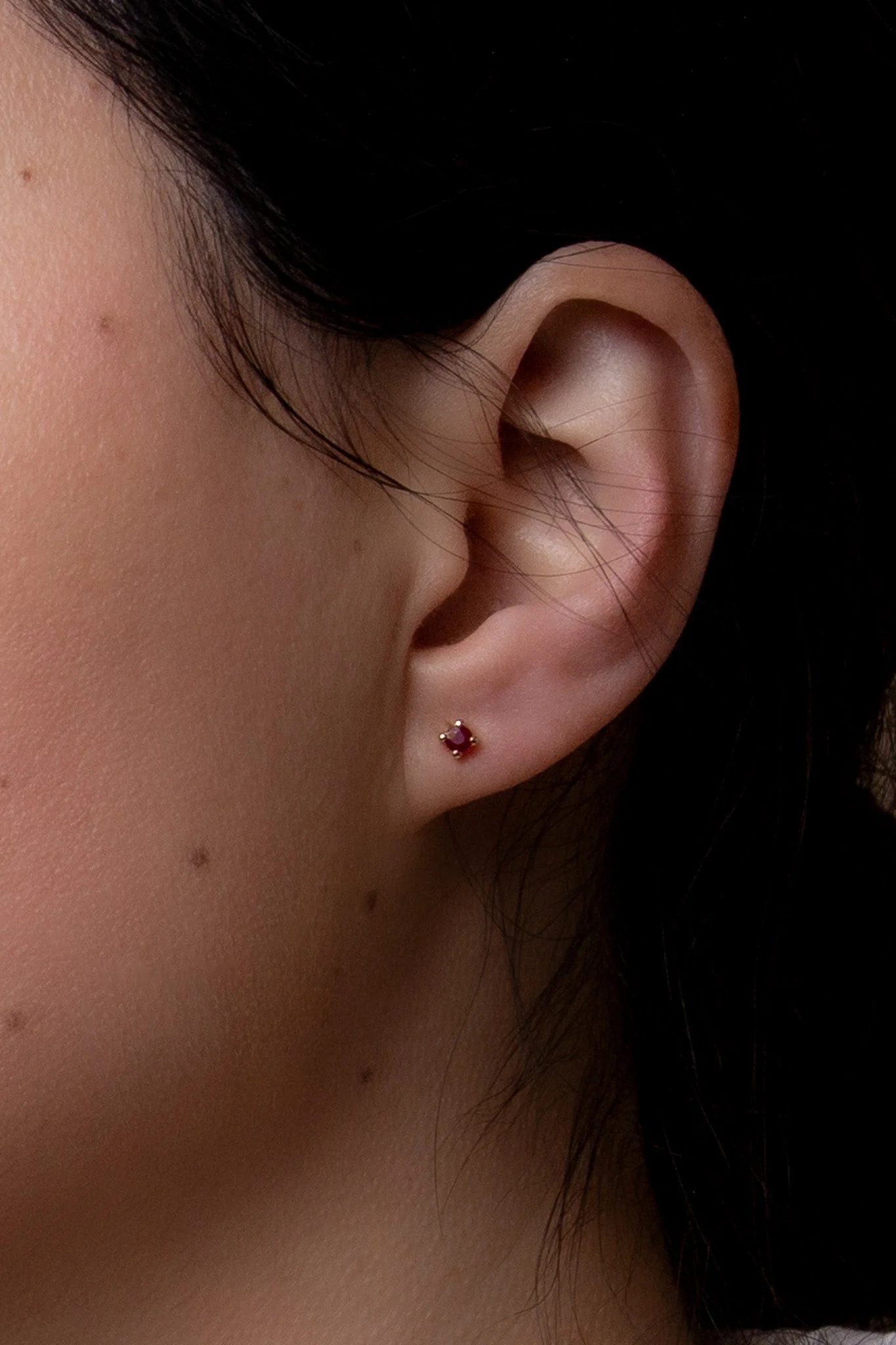 14K Mini Ruby Stud - Image 2