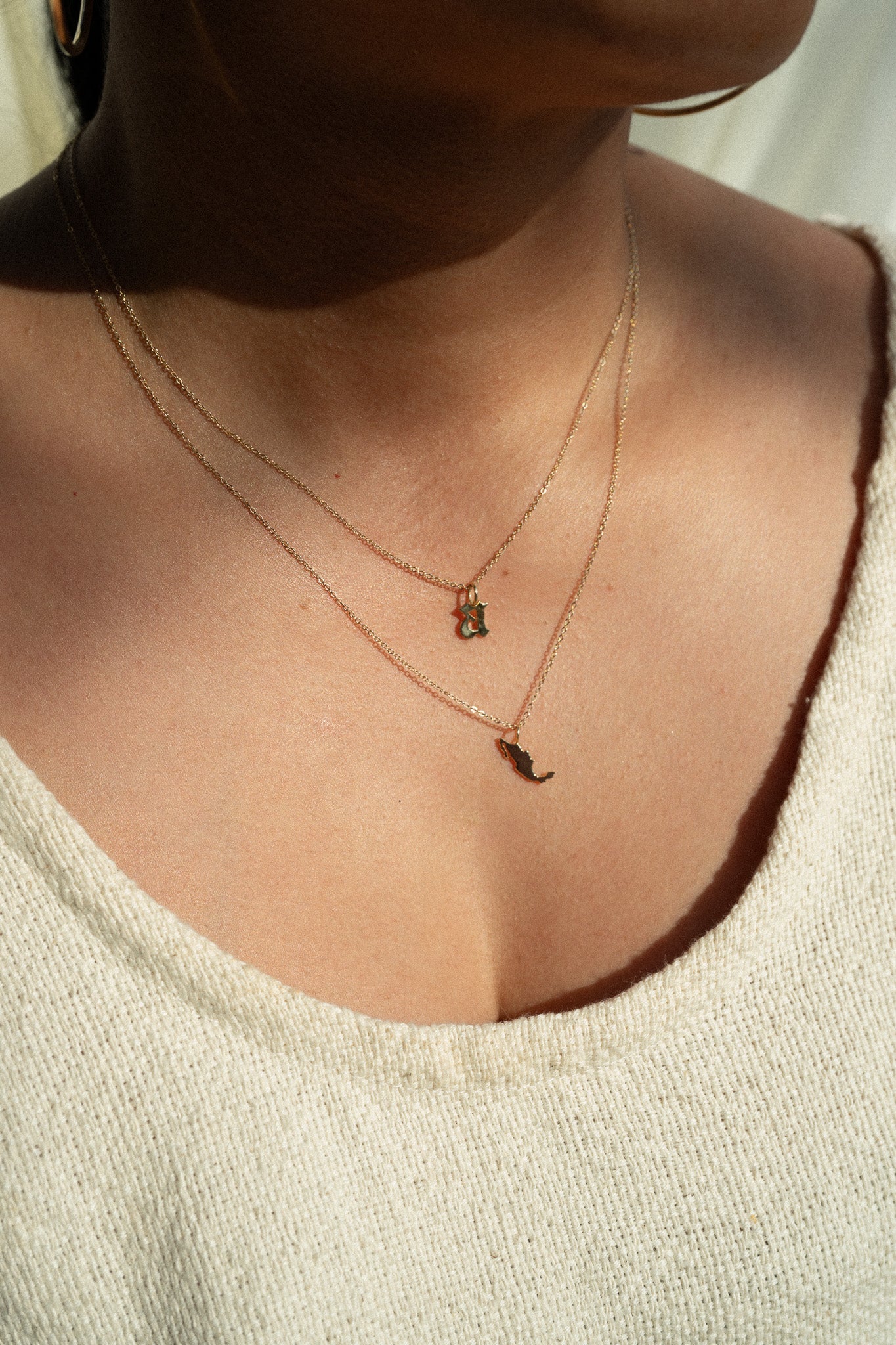 14K Old English Initial Necklace - Image 2
