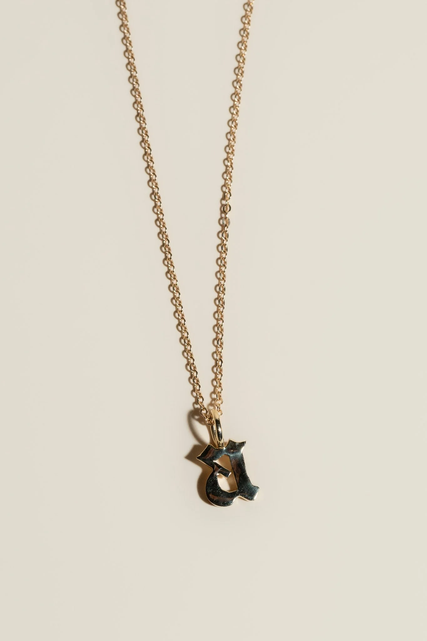 14K Old English Initial Necklace - Image 3