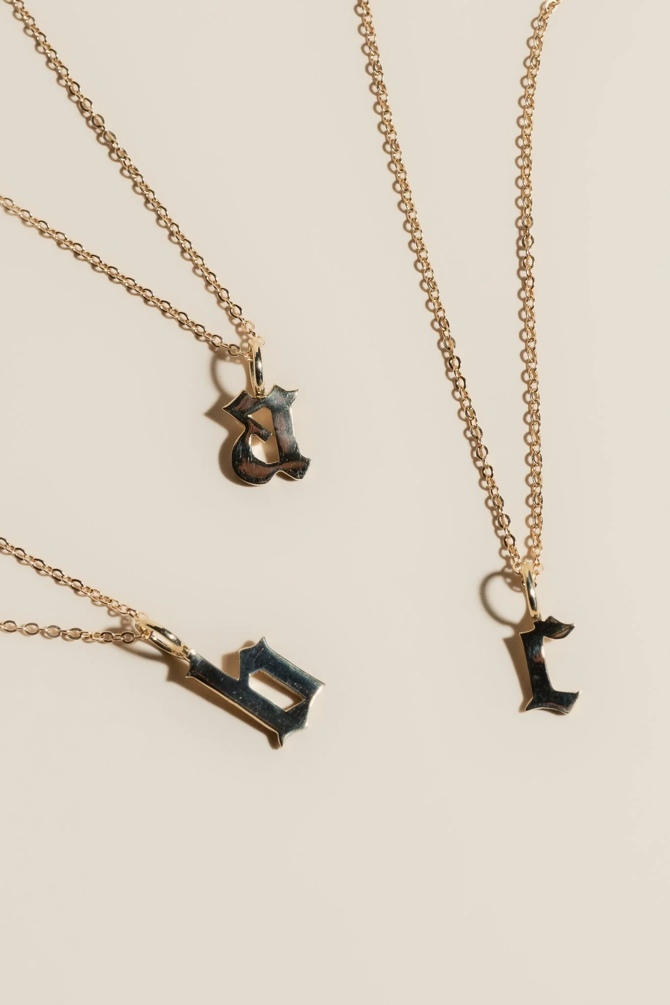 14K Old English Initial Necklace - Image 5