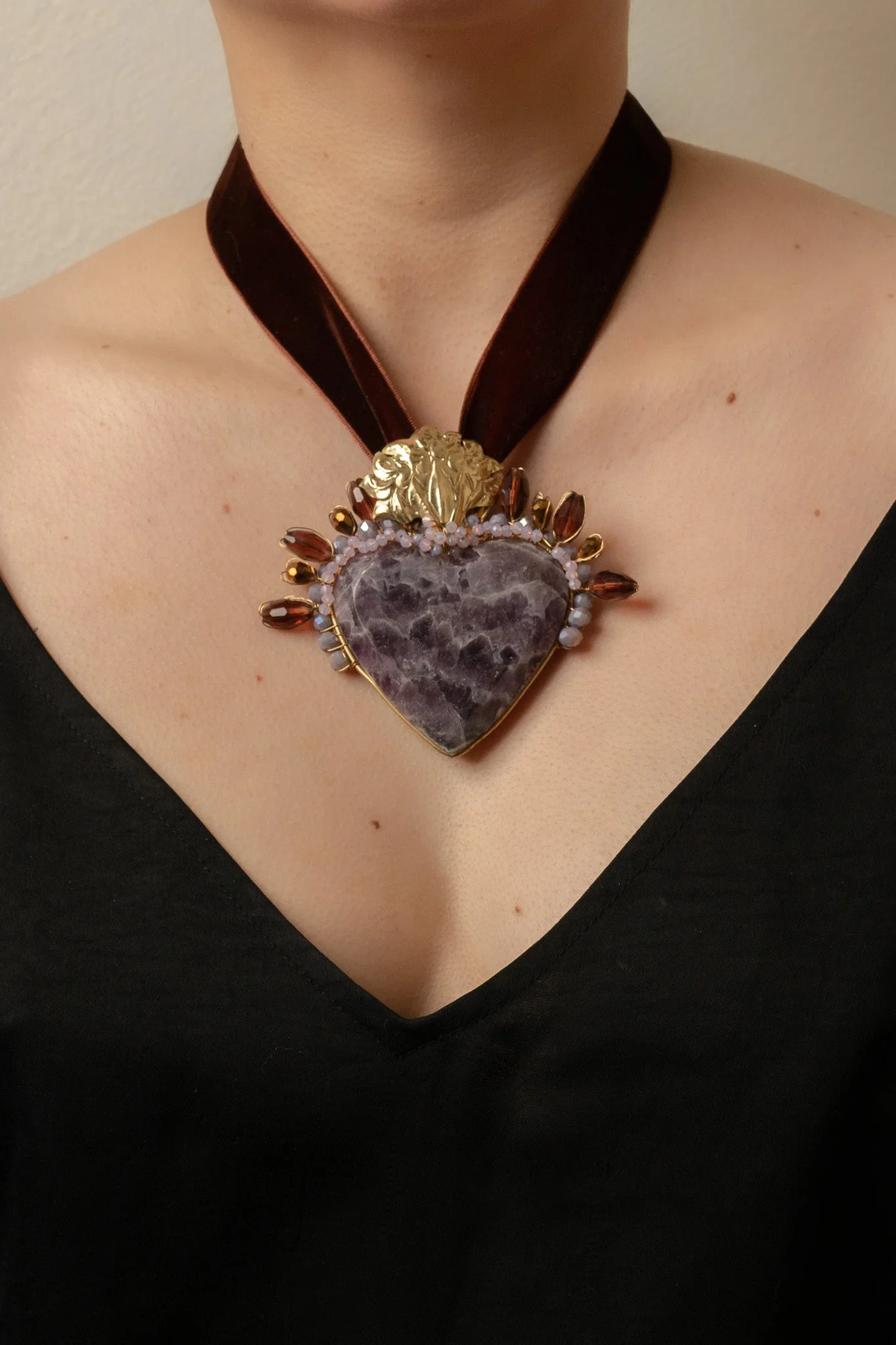 Amethyst Sacred Heart Necklace - Image 2