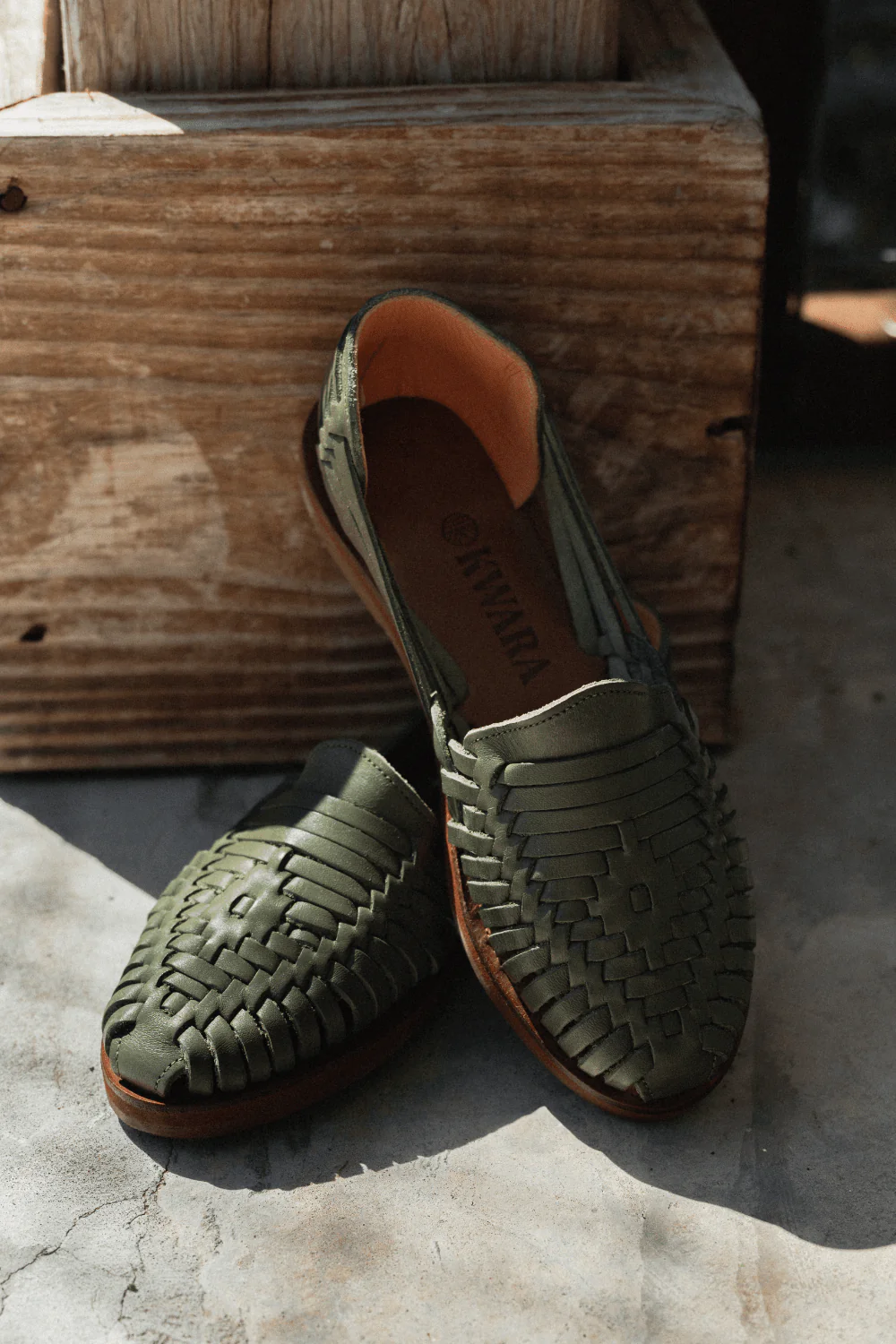 Andy Leather Huaraches - Olive - Image 2