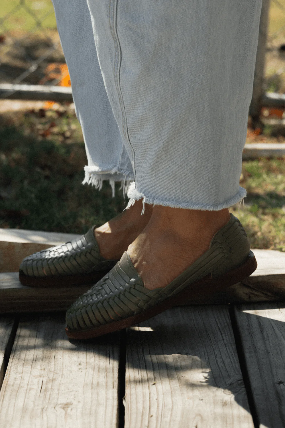 Andy Leather Huaraches - Olive - Image 4
