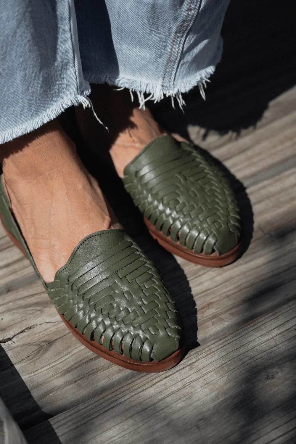 Andy Leather Huaraches - Olive - Image 5