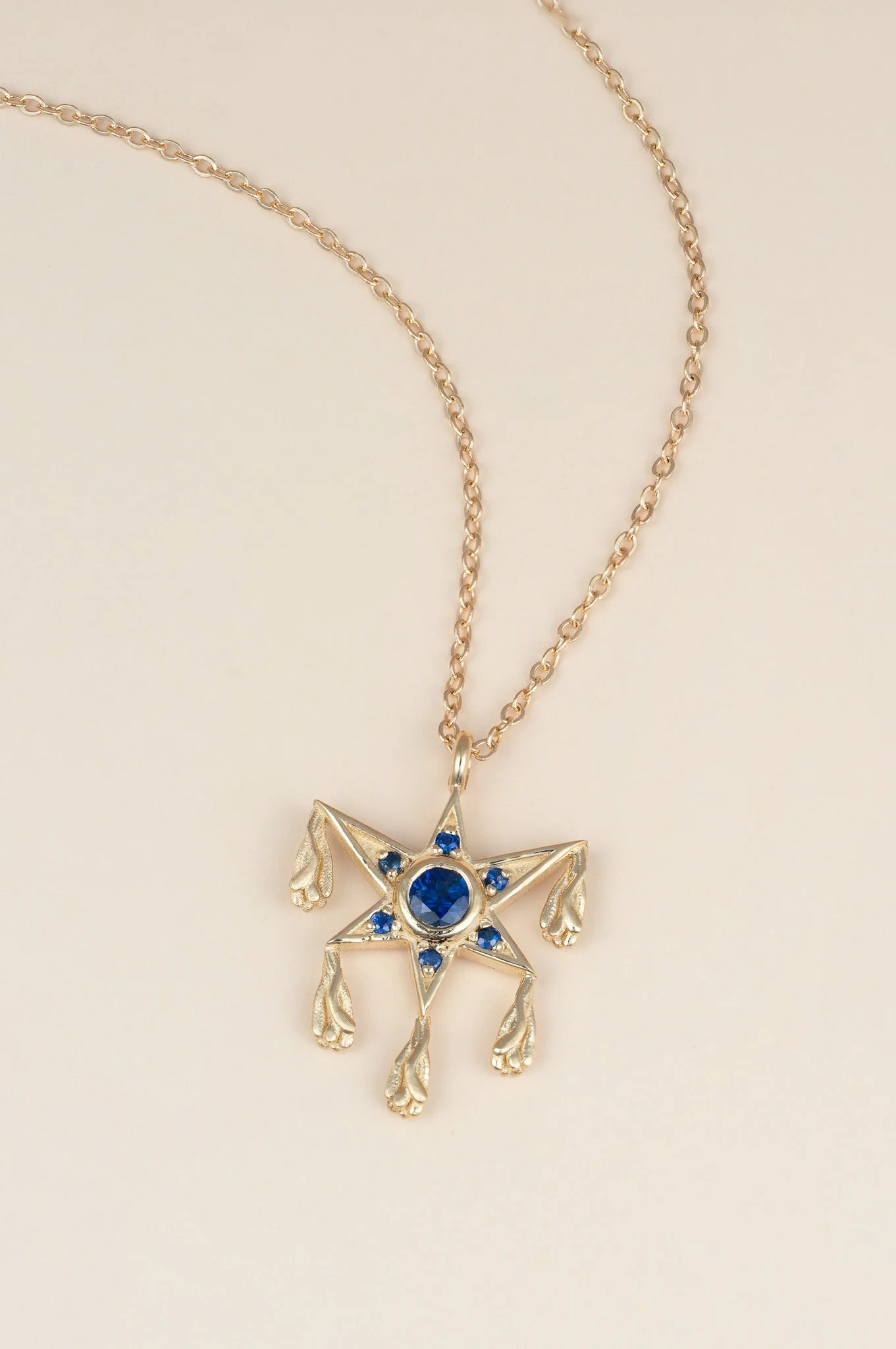 14K Blue Sapphire Piñata Necklace