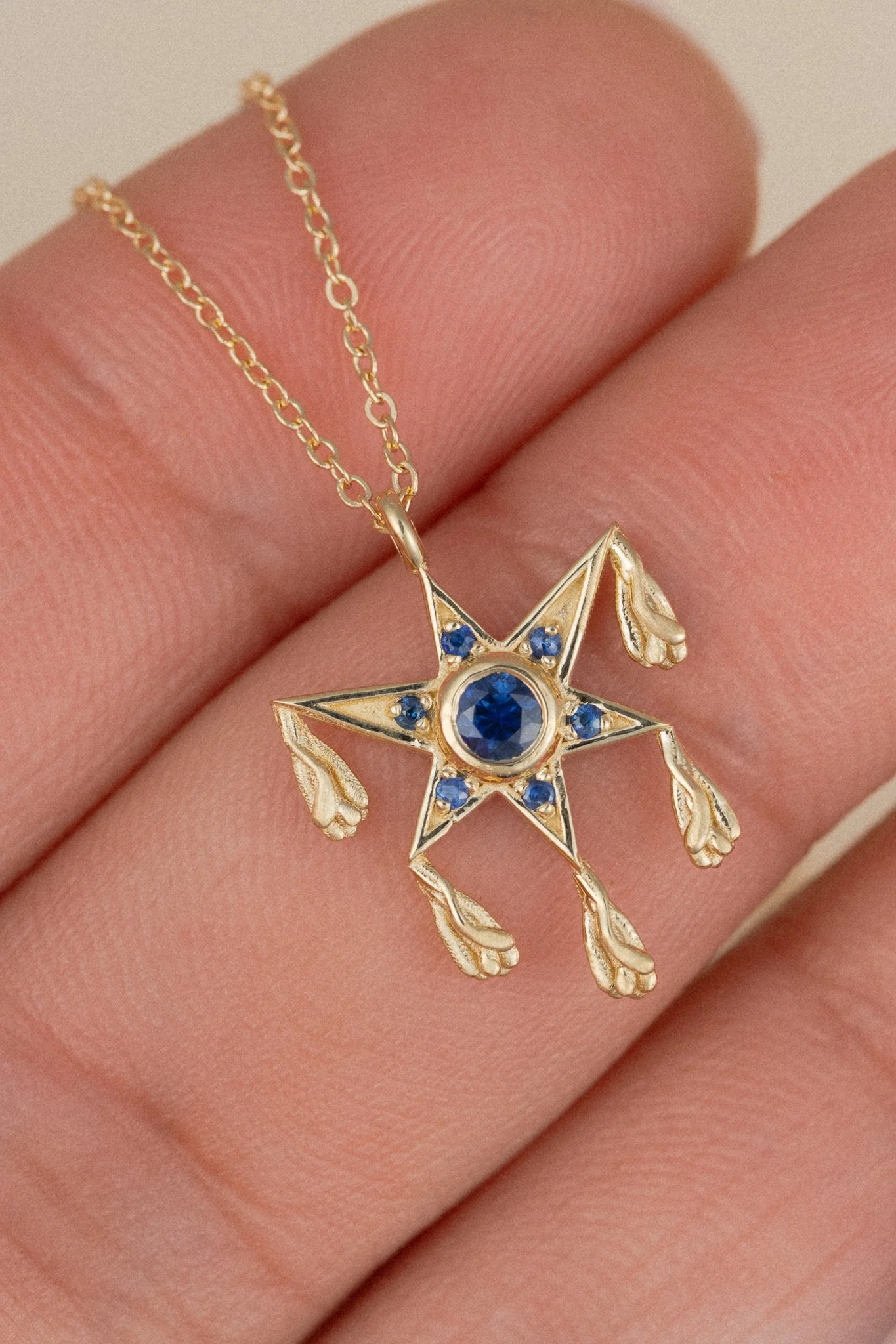 14K Blue Sapphire Piñata Necklace - Image 3