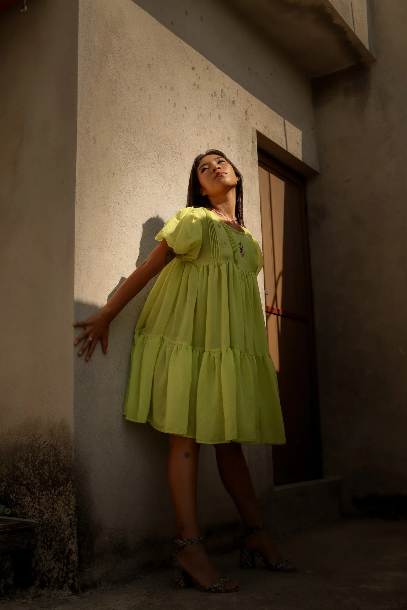 Cadena Mini Dress - Chartreuse
