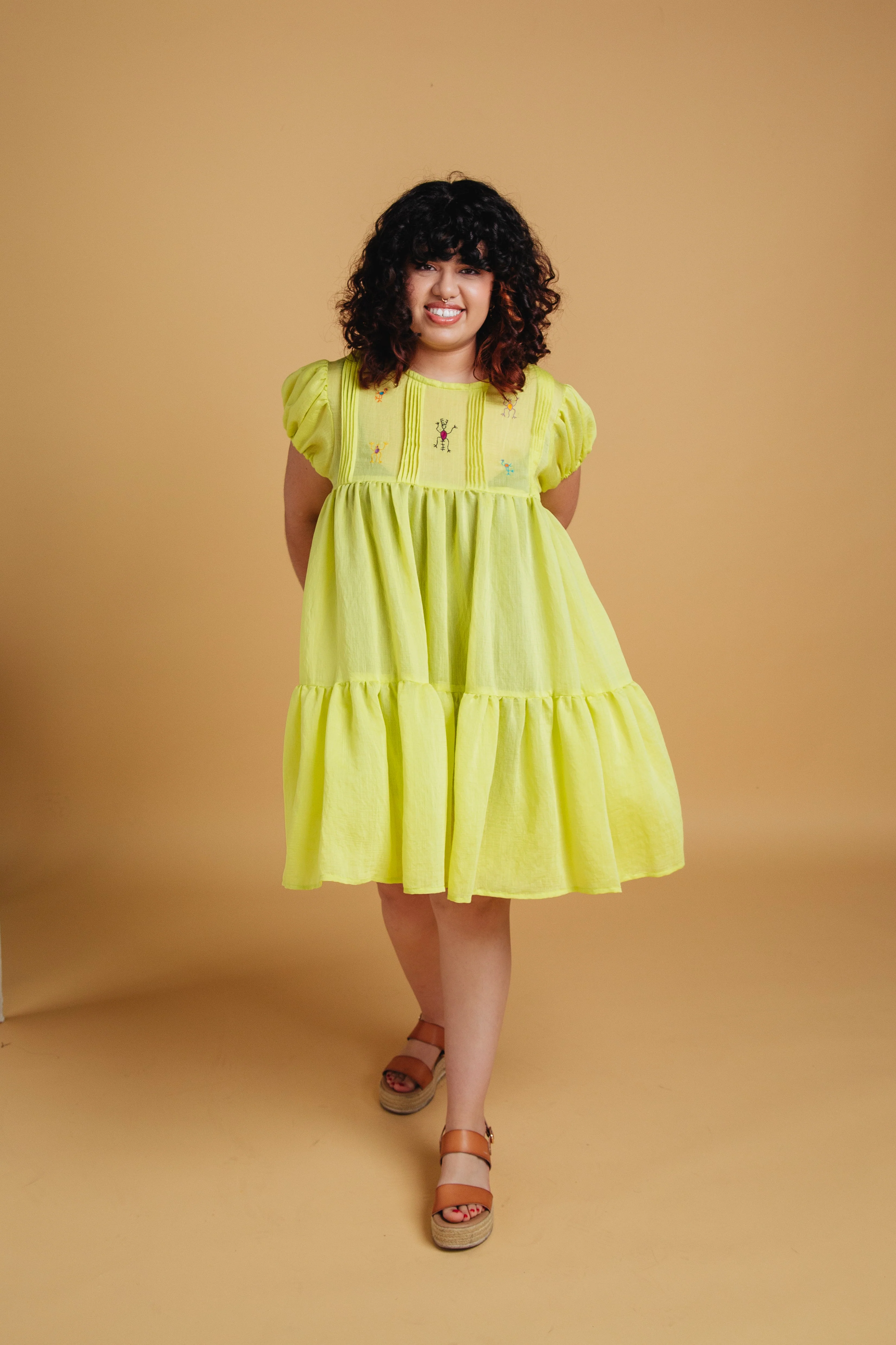 Cadena Mini Dress - Chartreuse - Image 3