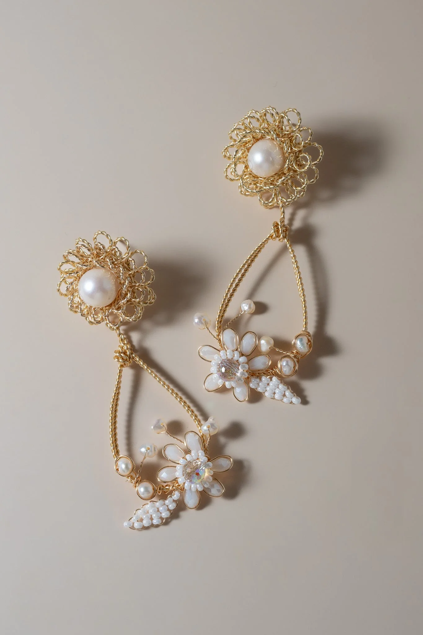Camellia Pearl Drop Earrings