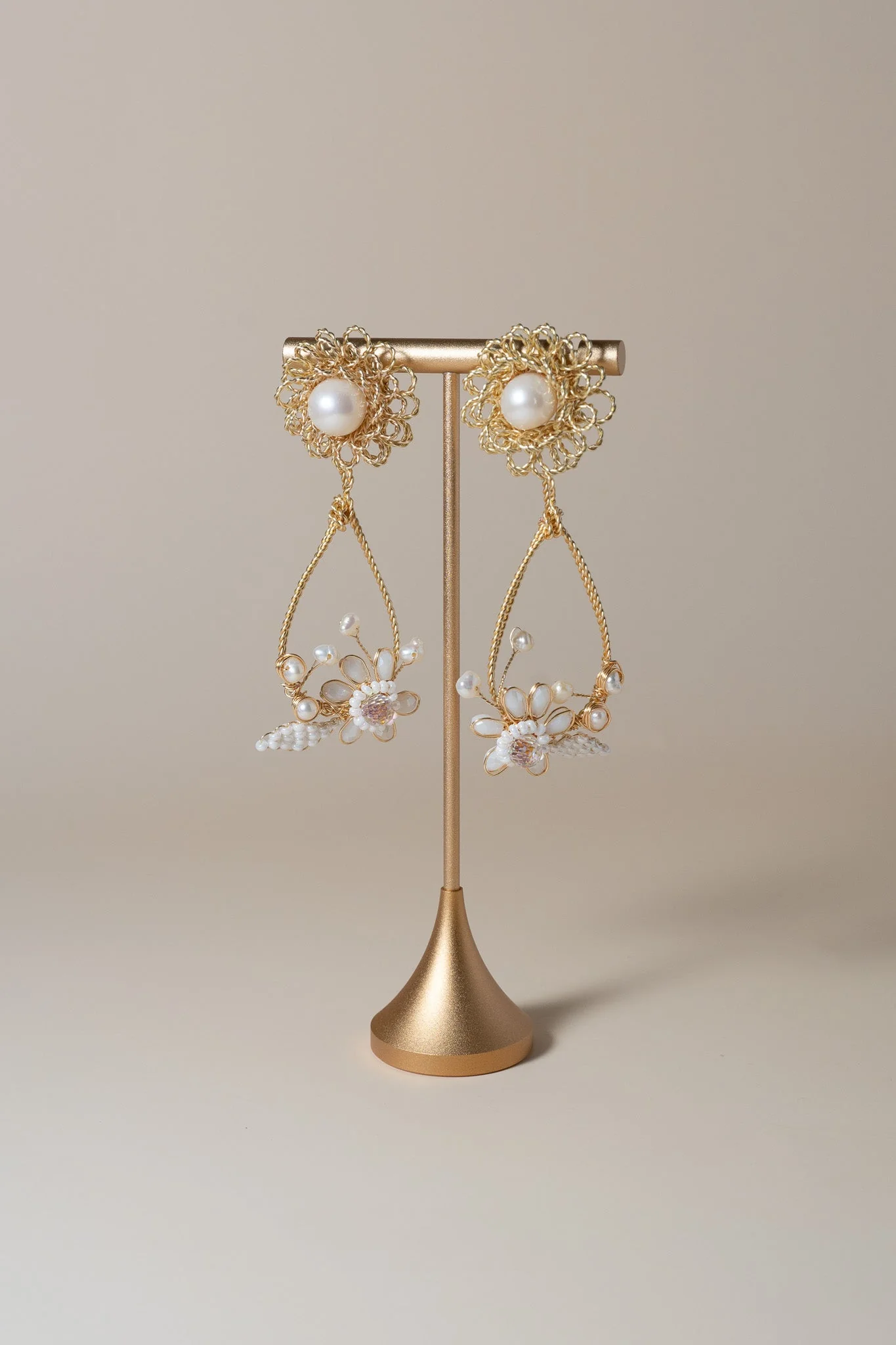 Camellia Pearl Drop Earrings - Image 3