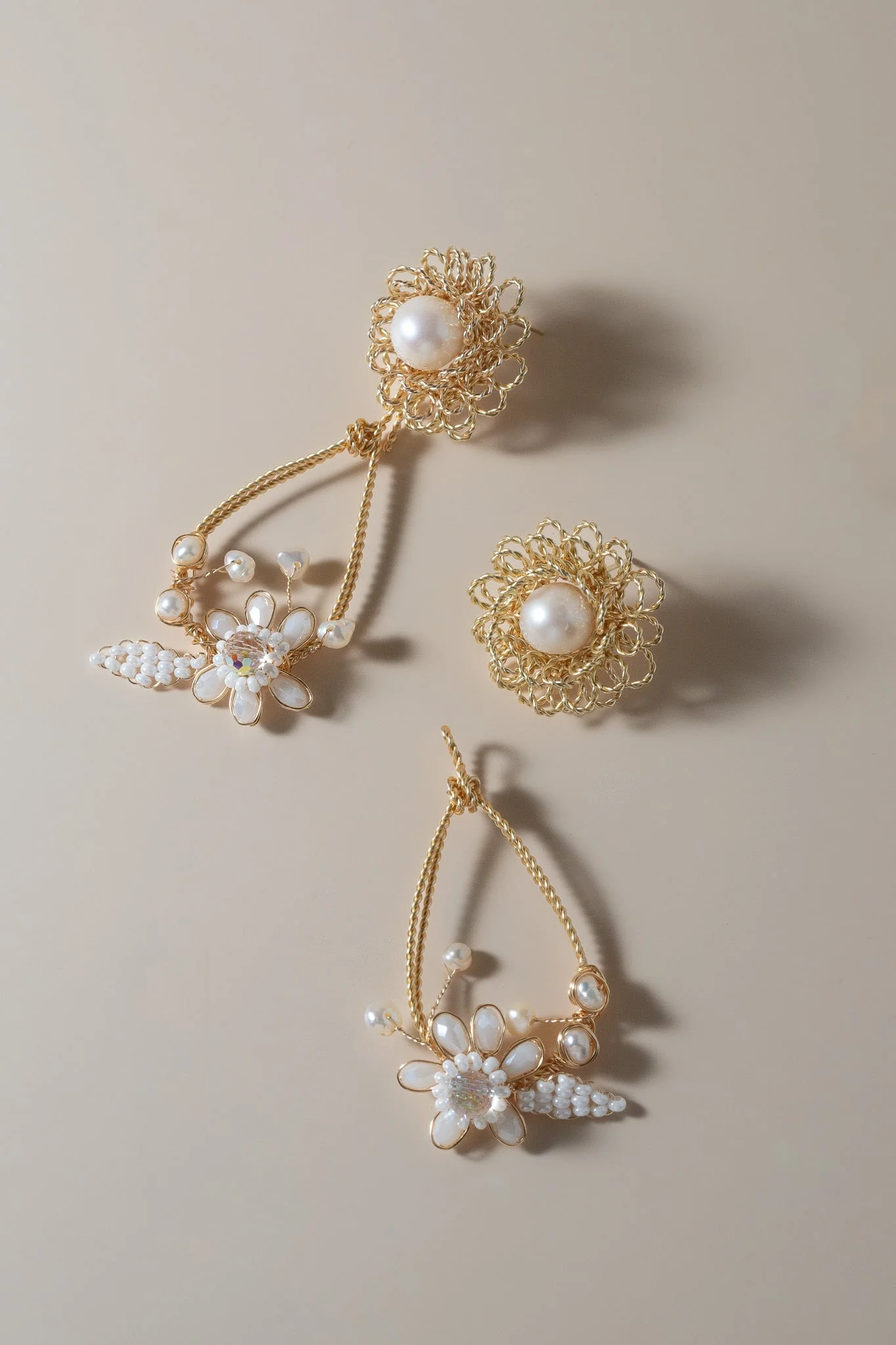 Camellia Pearl Drop Earrings - Image 4