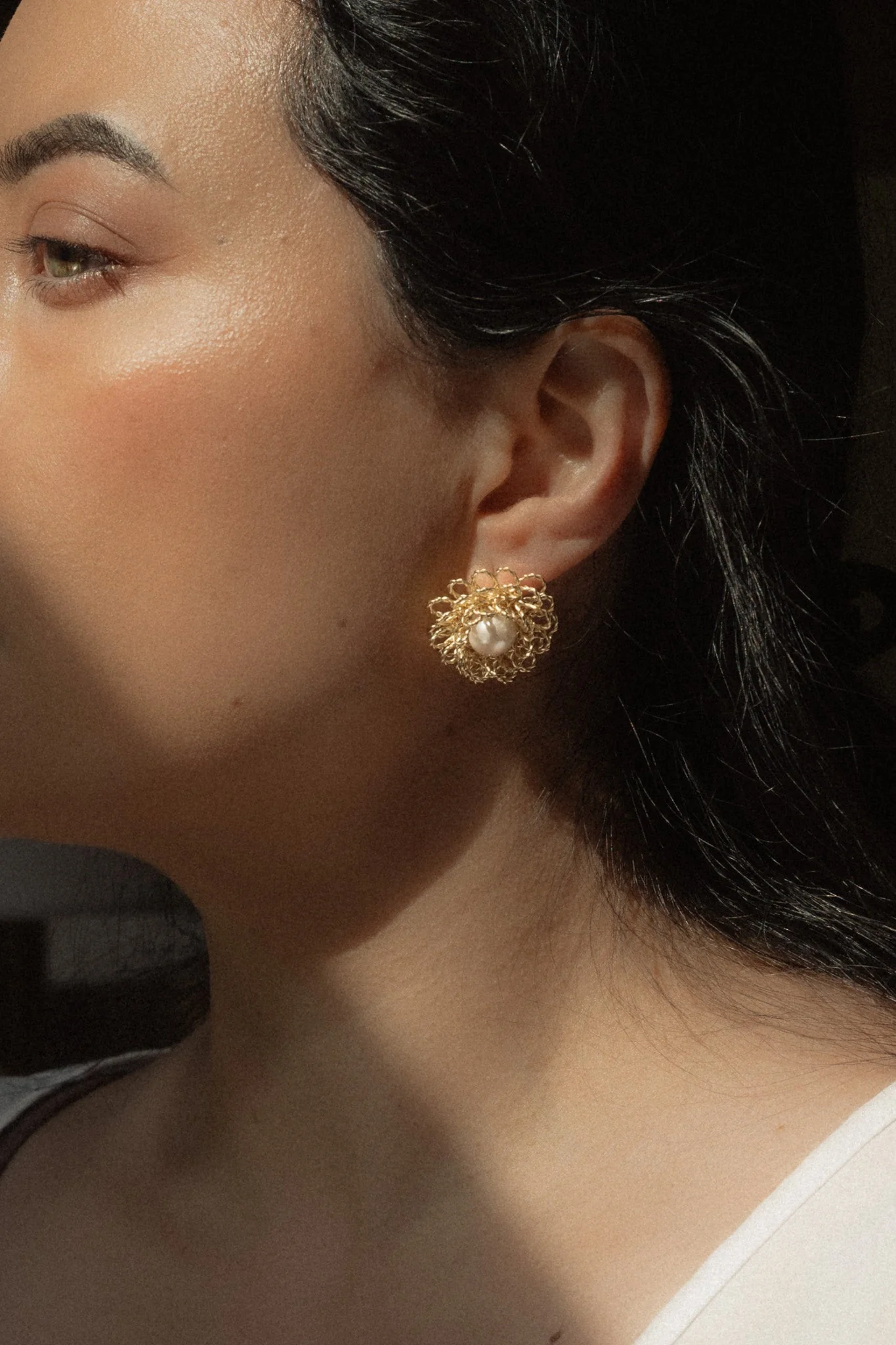 Camellia Pearl Drop Earrings - Image 5
