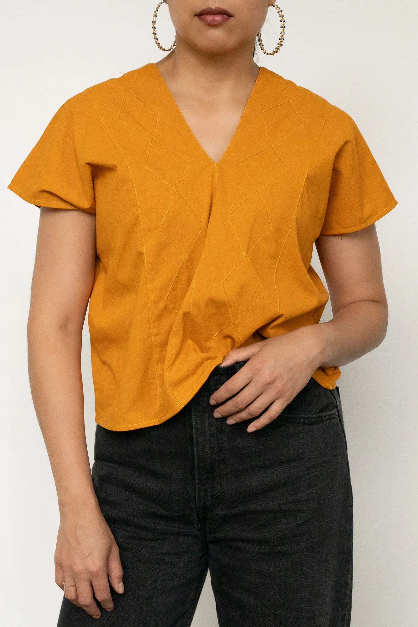 Crop Huipil Betaza - Mustard - Image 2