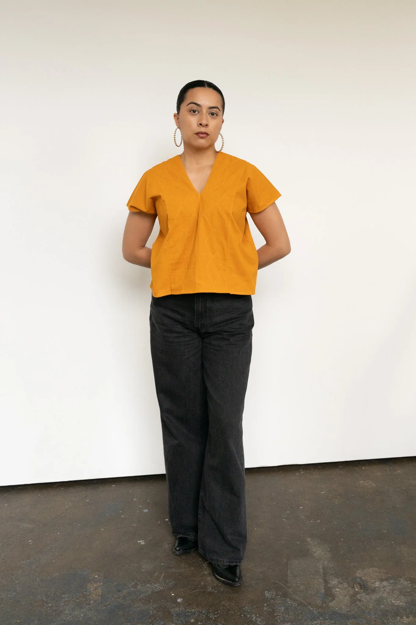 Crop Huipil Betaza - Mustard - Image 3