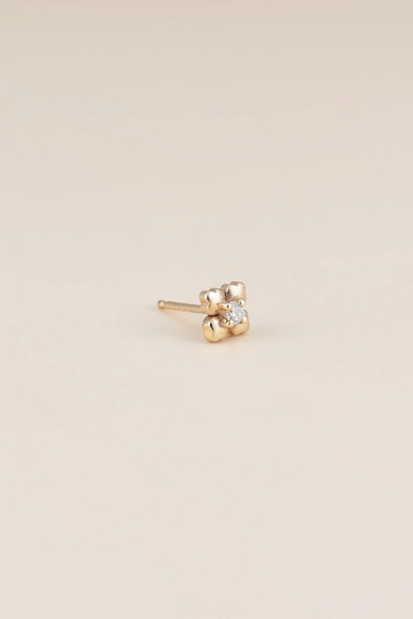 14K Diamond Mini Clover Studs - Image 4
