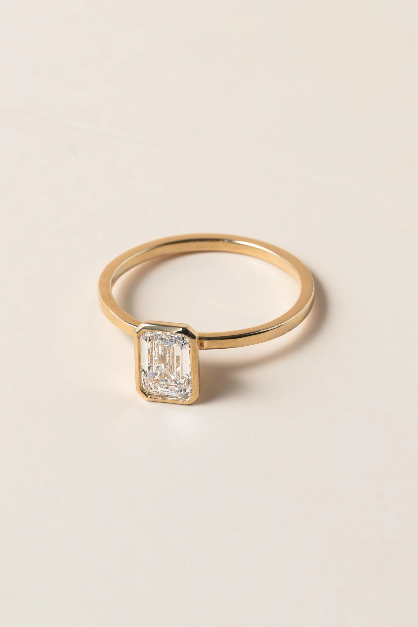 Emerald Cut Bezel Solitaire Ring