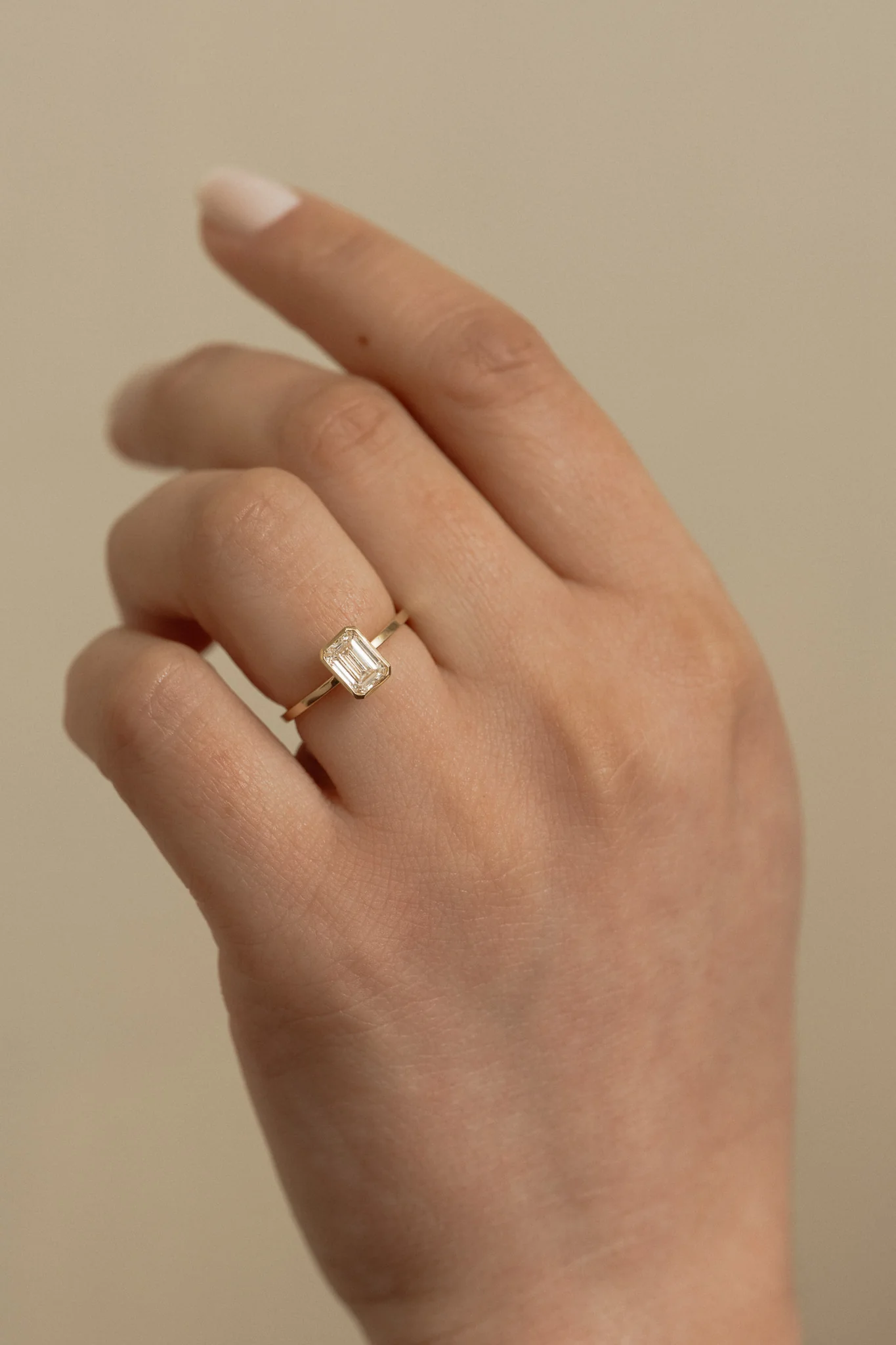 Emerald Cut Bezel Solitaire Ring - Image 2