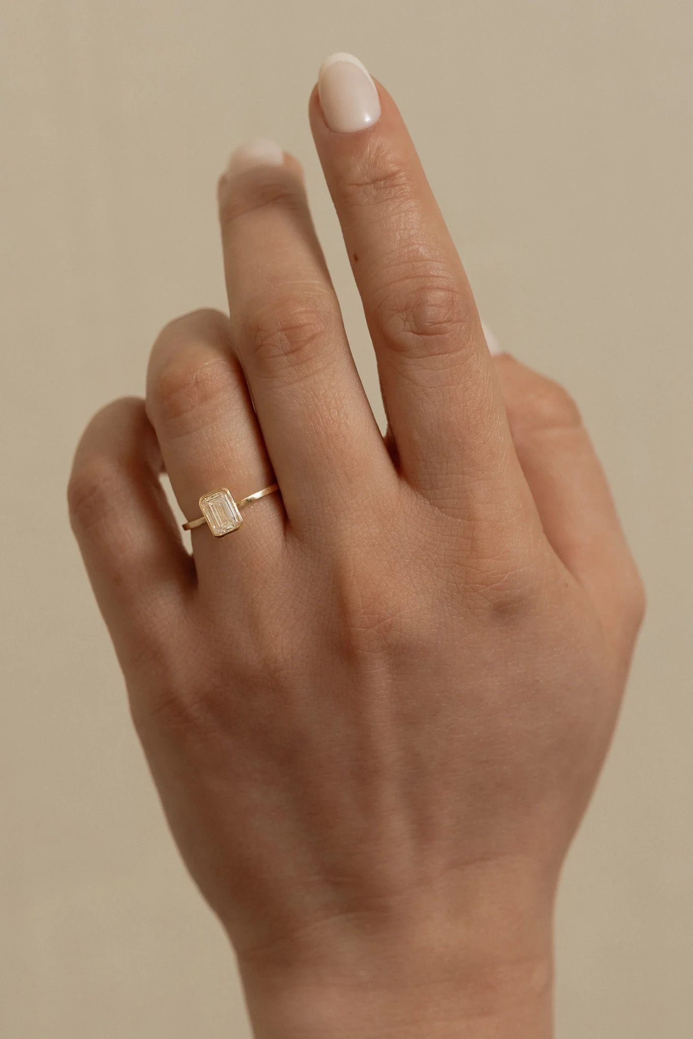 Emerald Cut Bezel Solitaire Ring - Image 3
