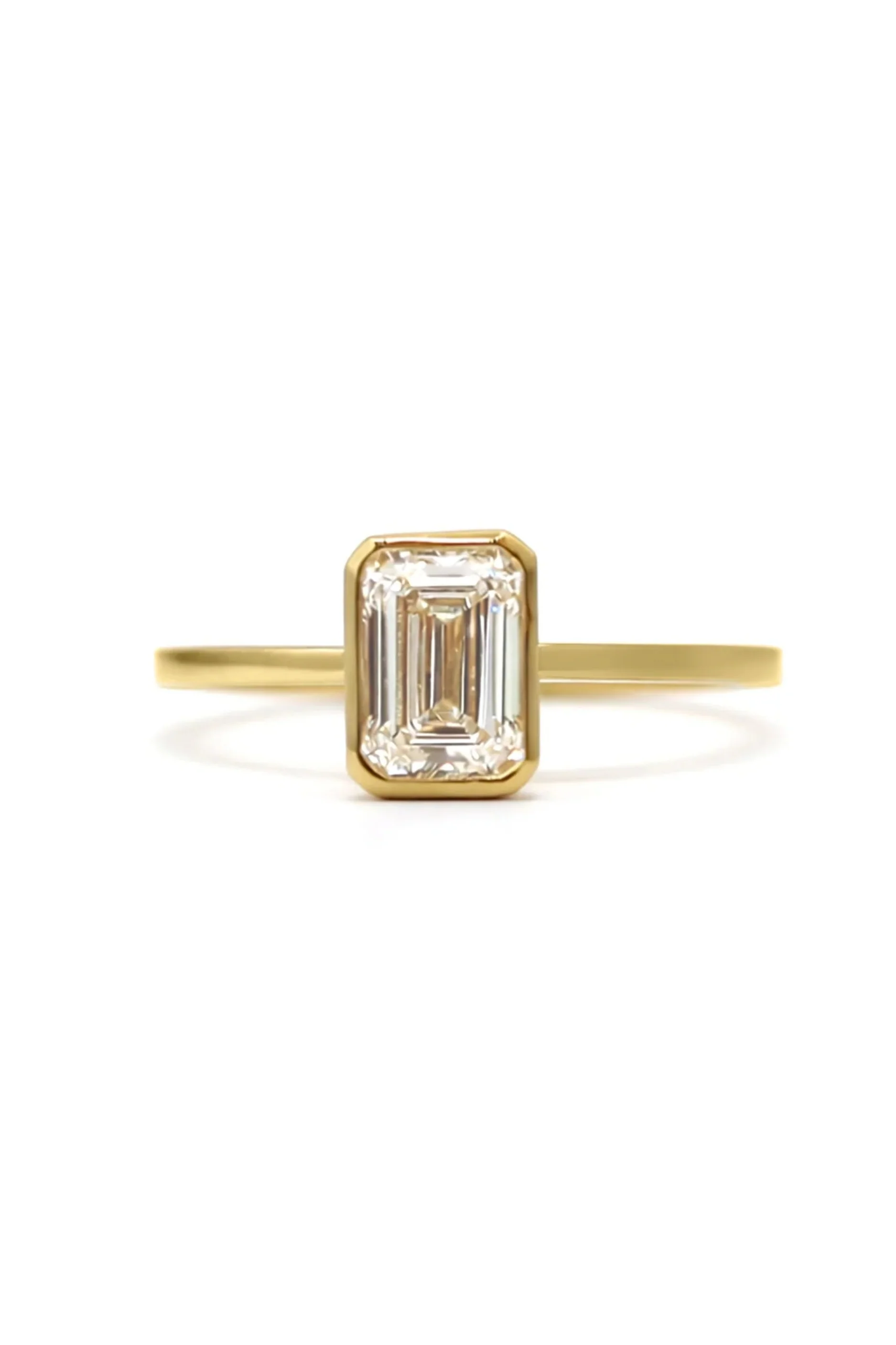 Emerald Cut Bezel Solitaire Ring - Image 4