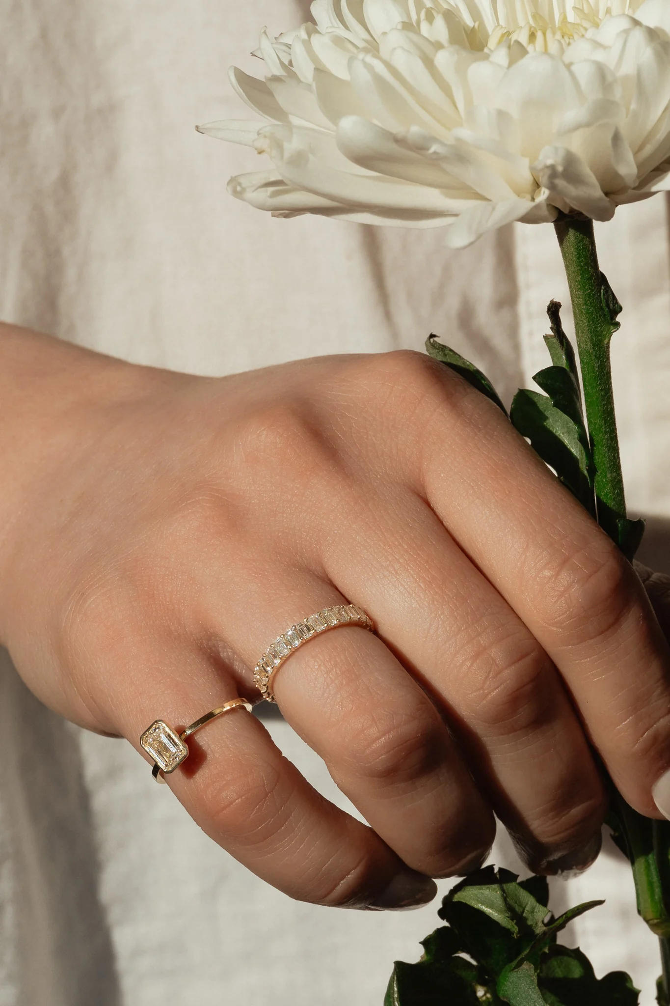 Emerald Cut Bezel Solitaire Ring - Image 5
