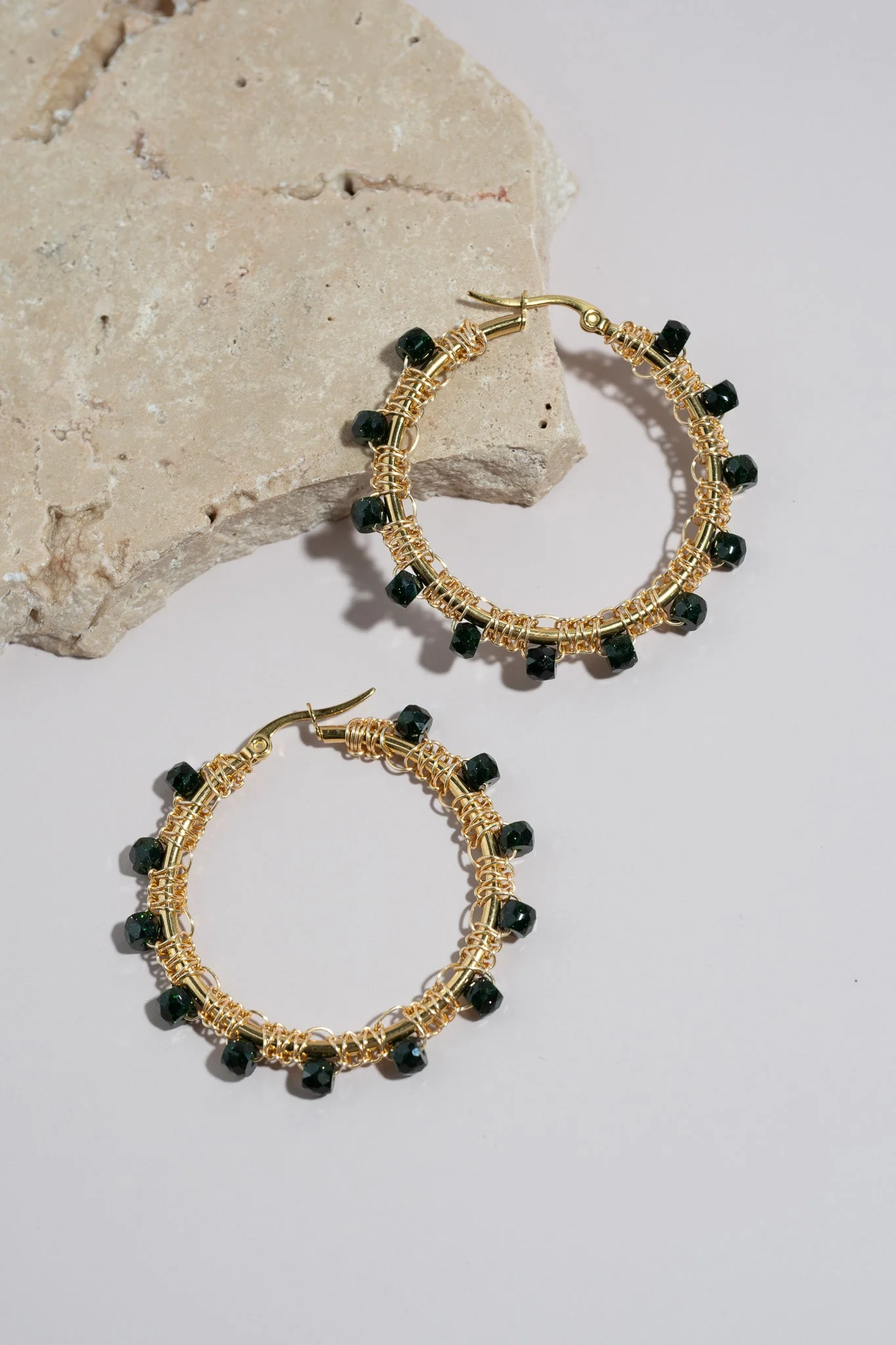 Emerald Hoop Earrings - Image 3