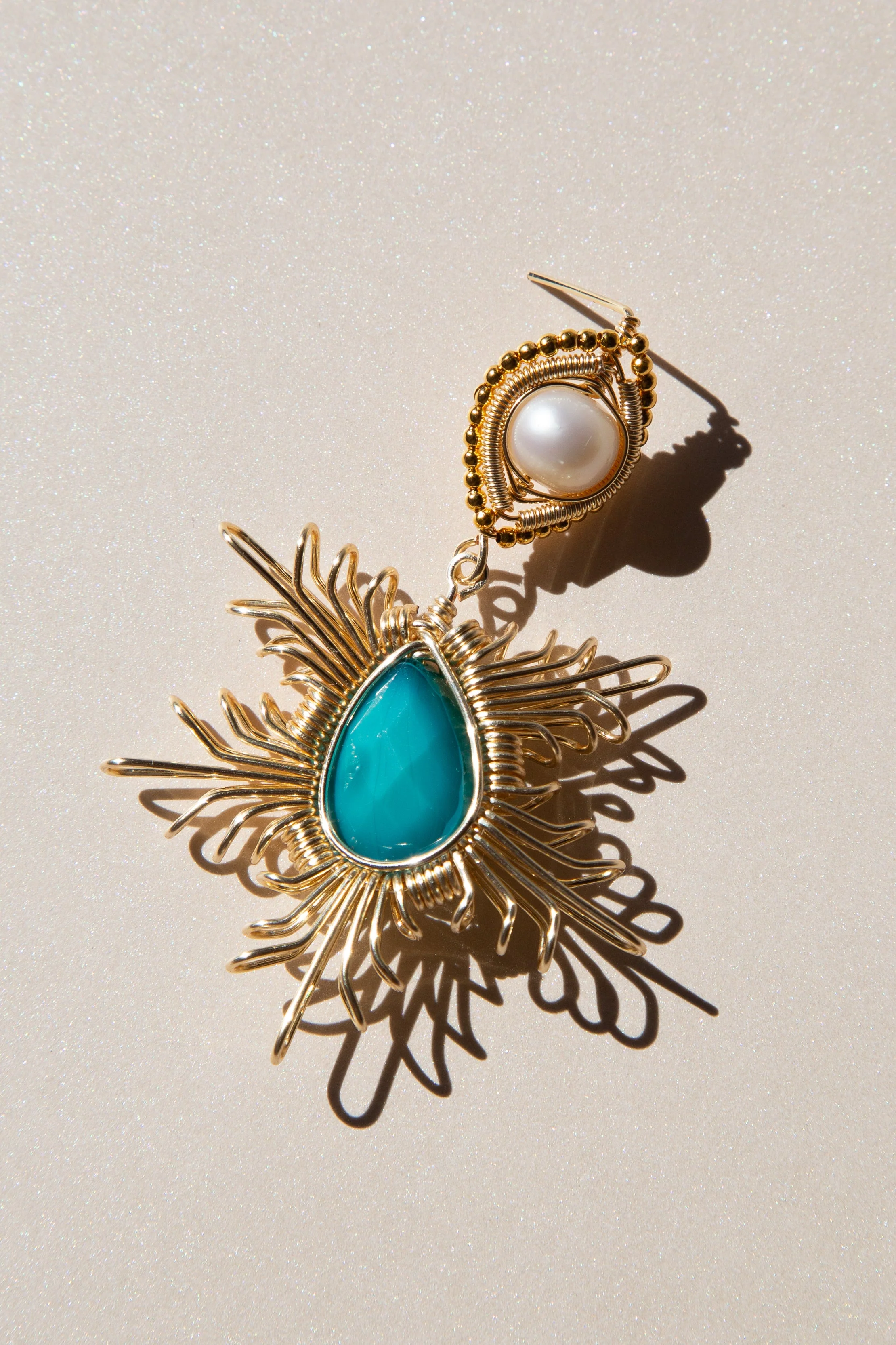 Emilia Drop Earrings - Teal - Image 3