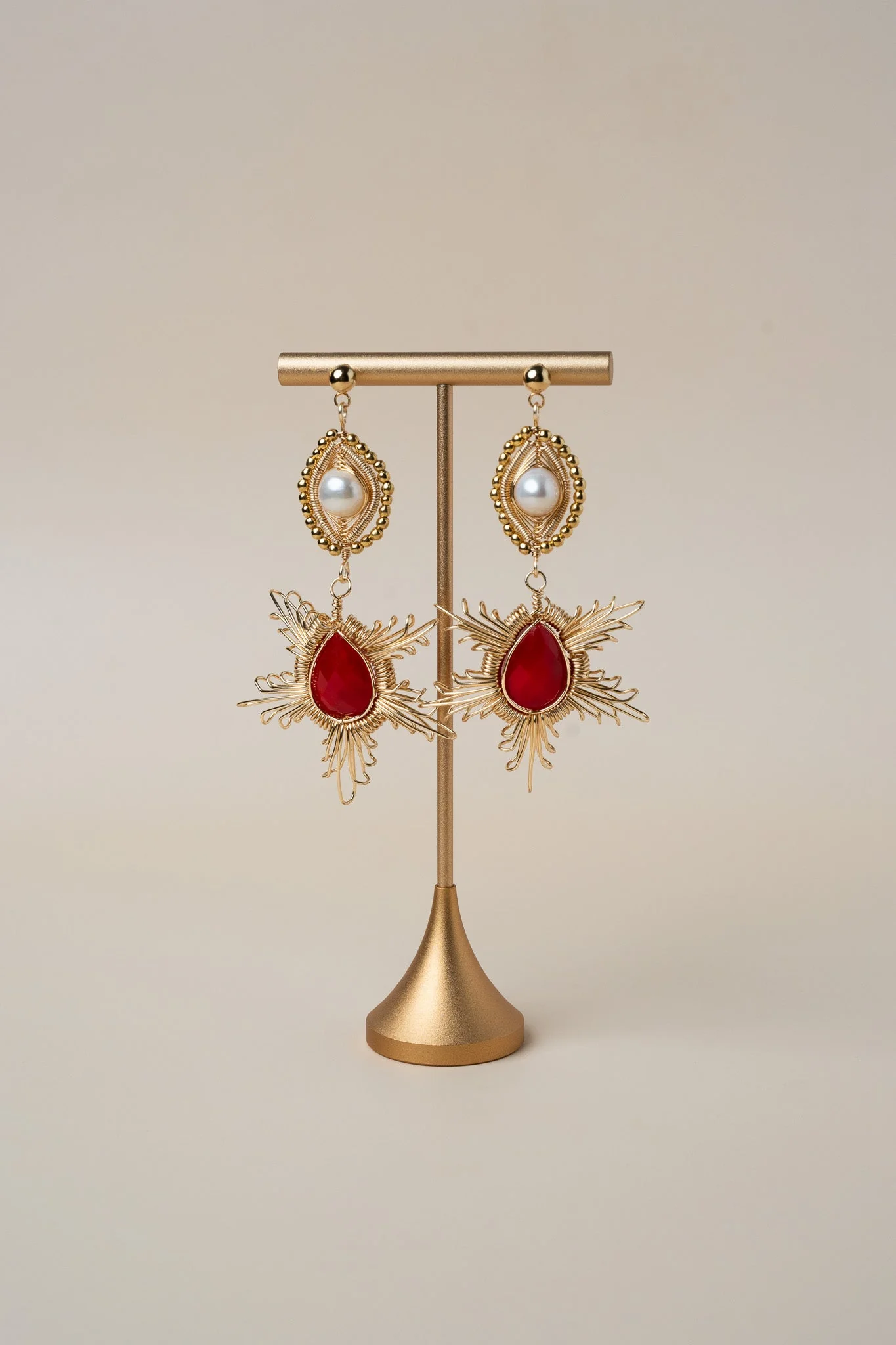 Emilia Drop Earrings - Red