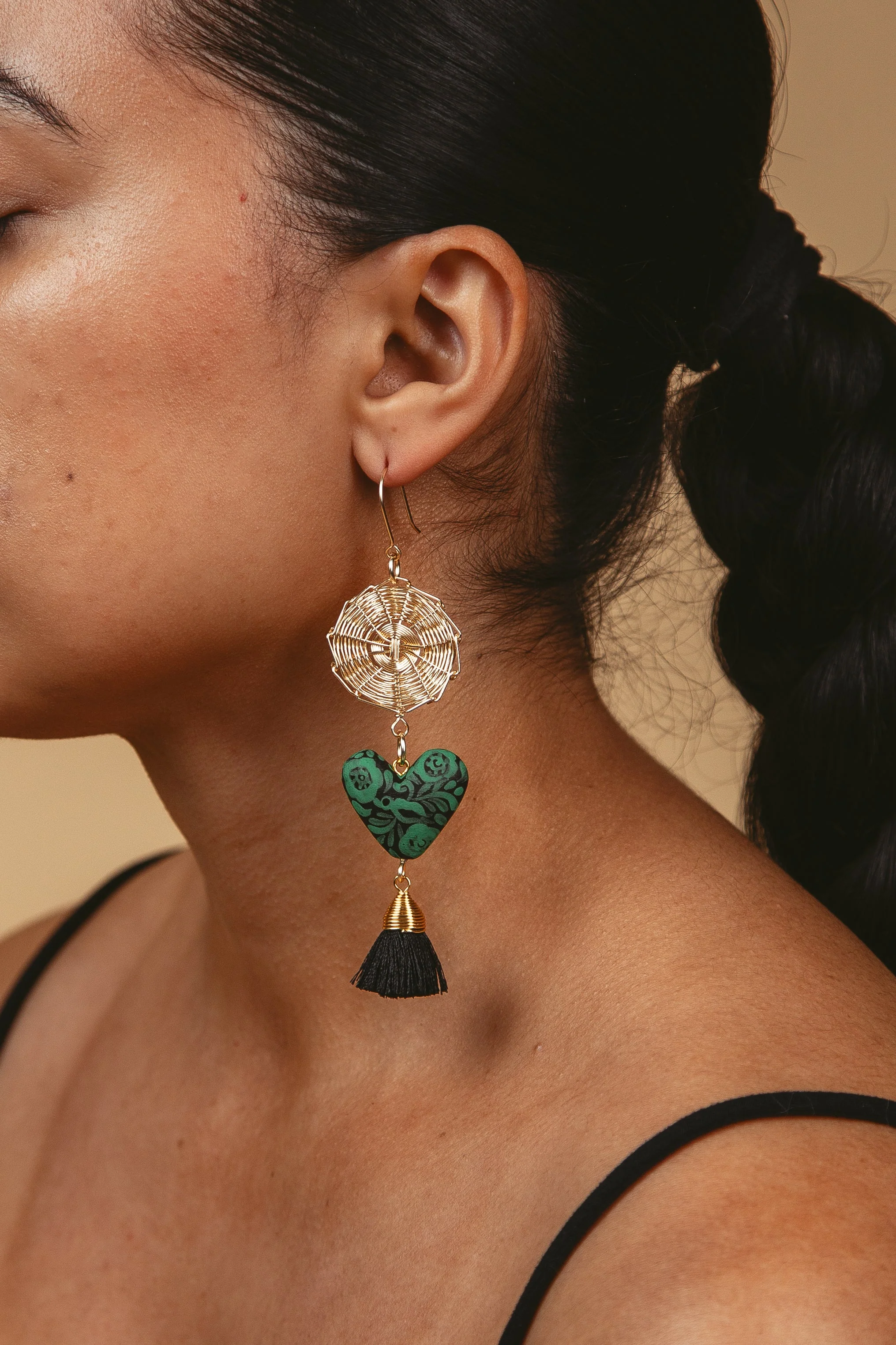 'Esme' Copal Tassel Earrings - Image 3