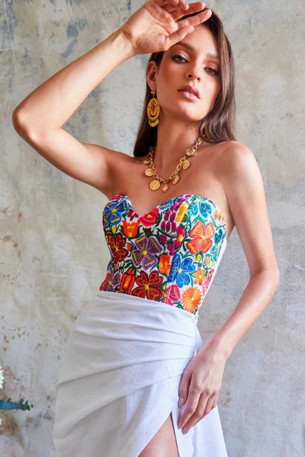 Floral Oaxaca Strapless Dress - Image 4