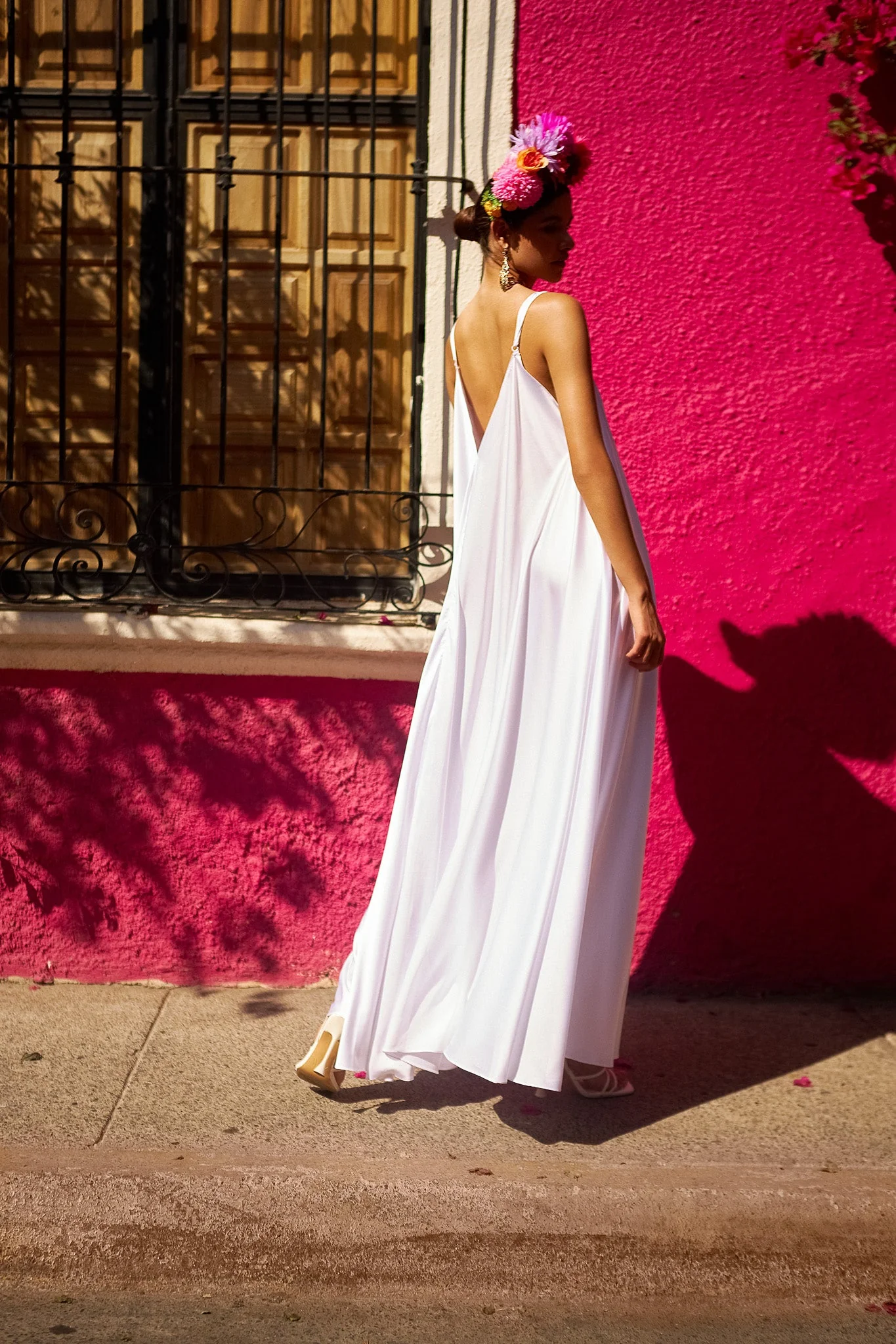 Floral Silk Wedding Dress - Image 4