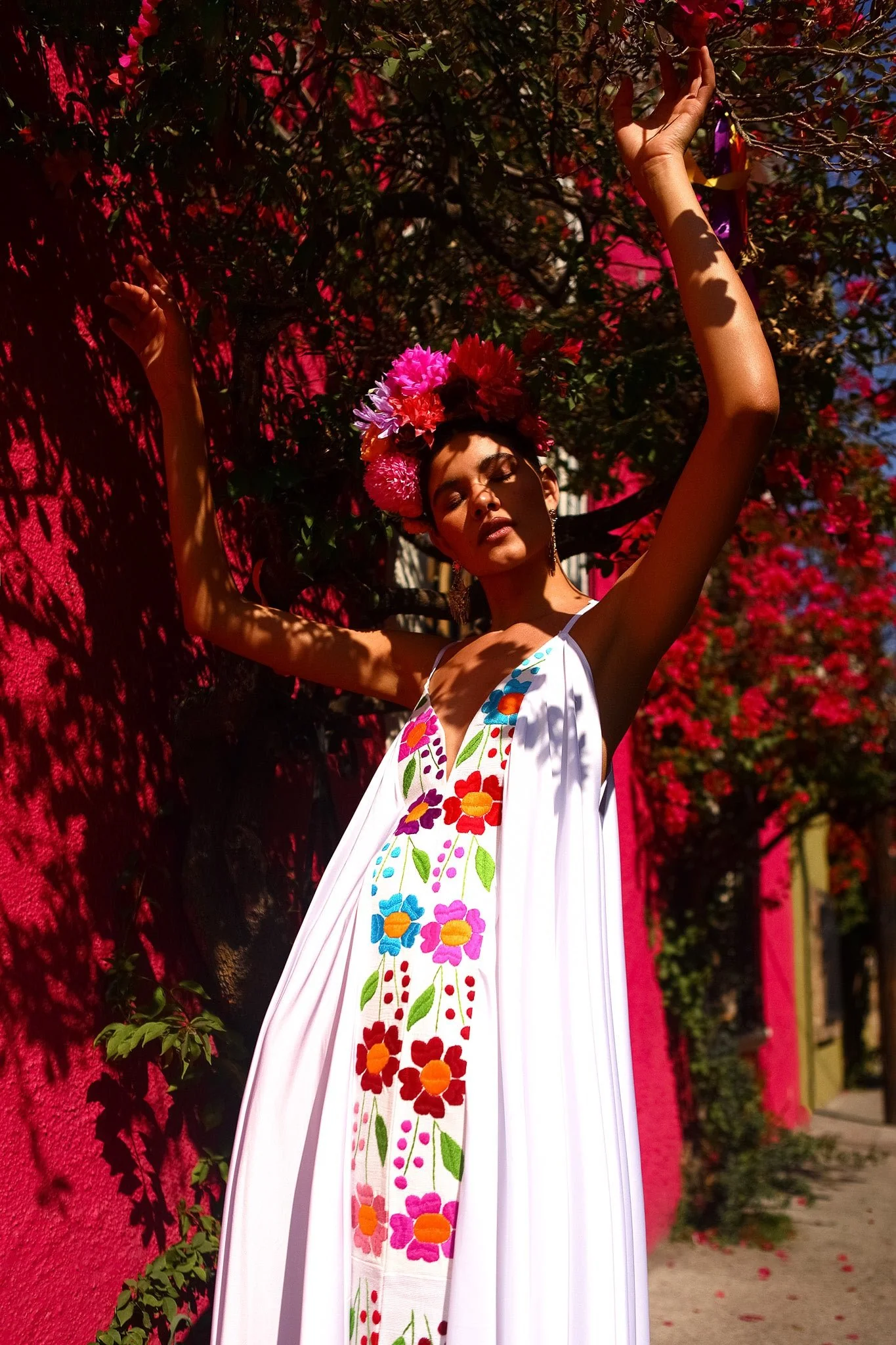 Floral Silk Wedding Dress - Image 5