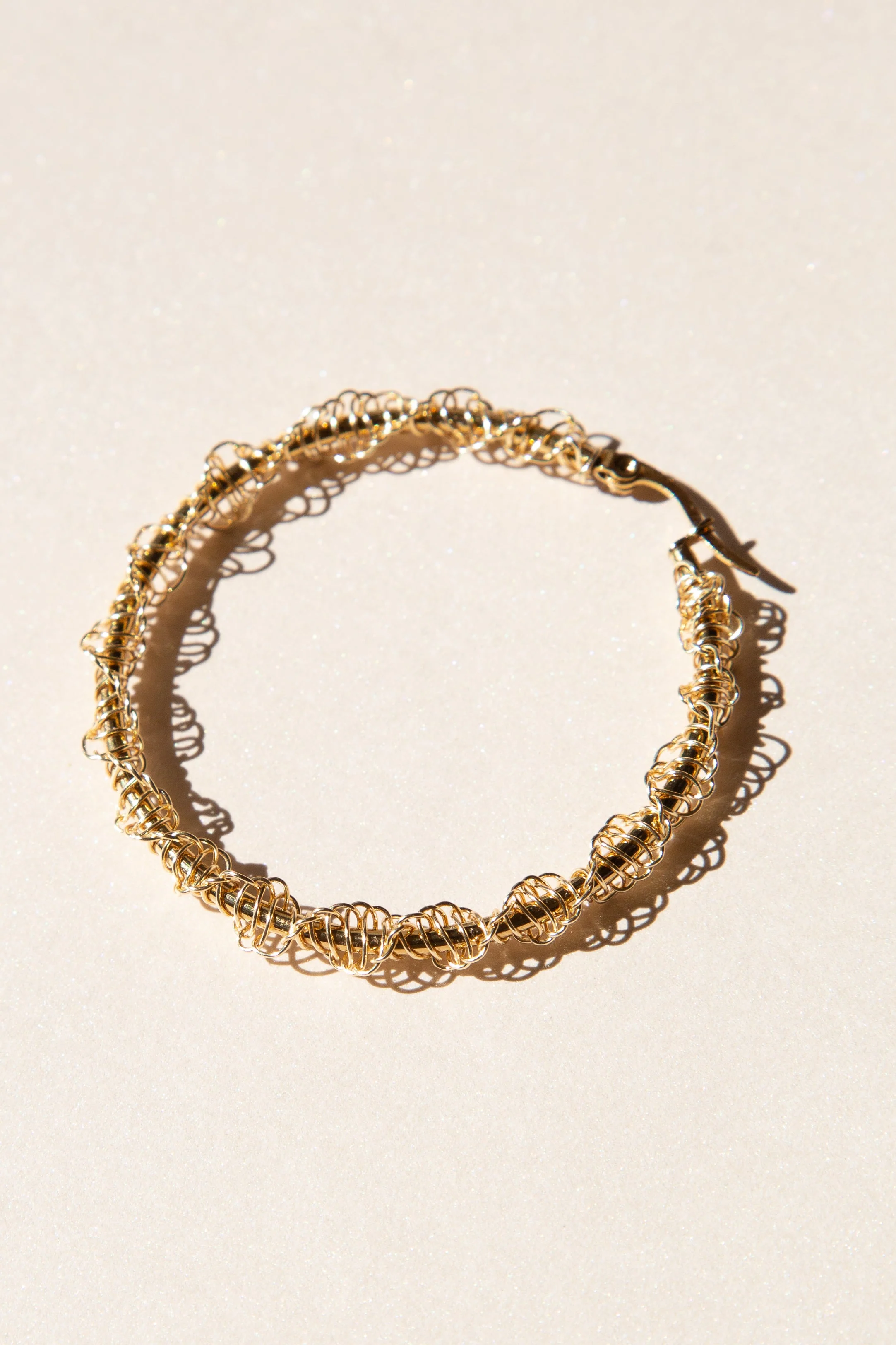 Gold Macramé Hoop Earrings - Image 3