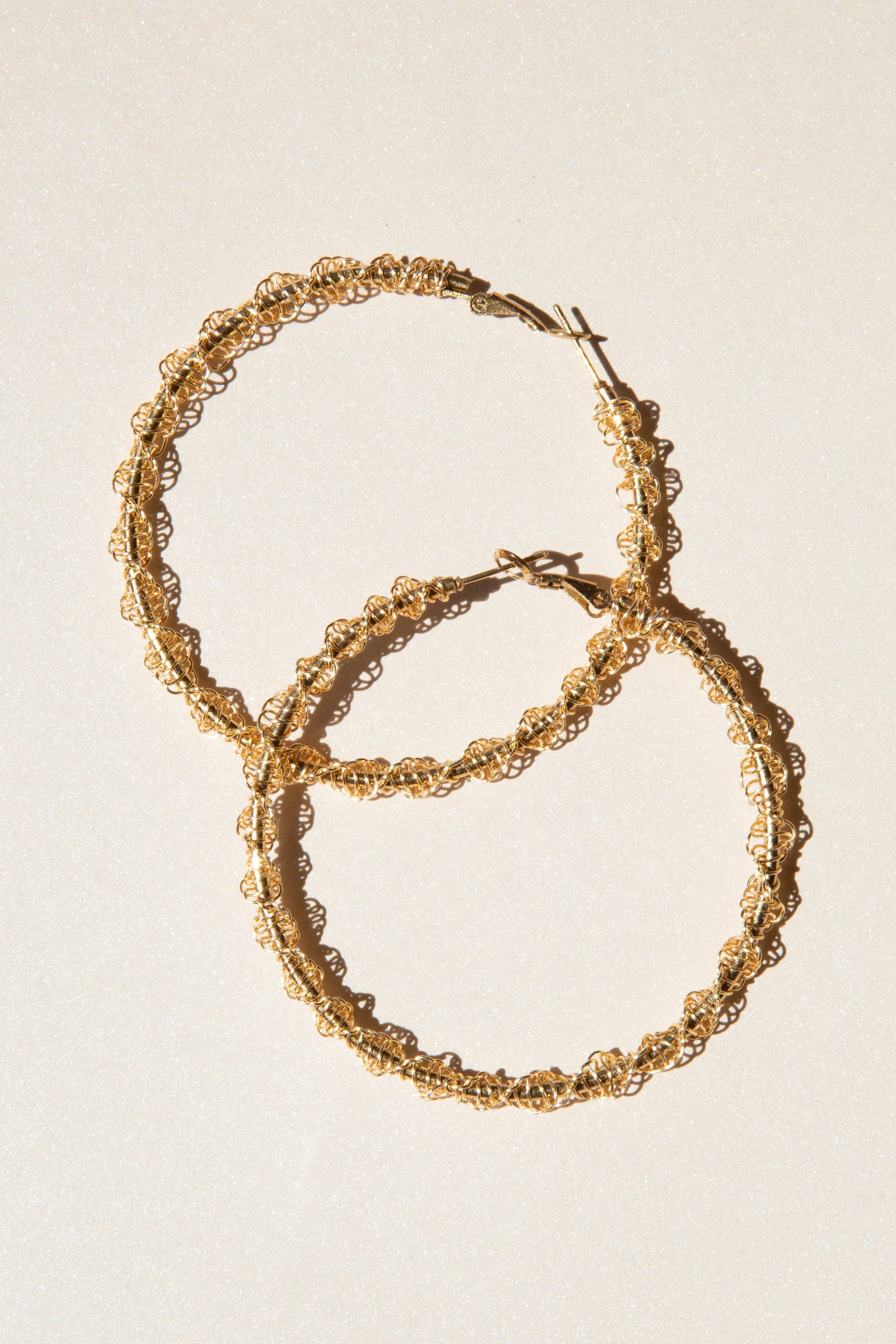 Gold Macramé Hoop Earrings - Image 5