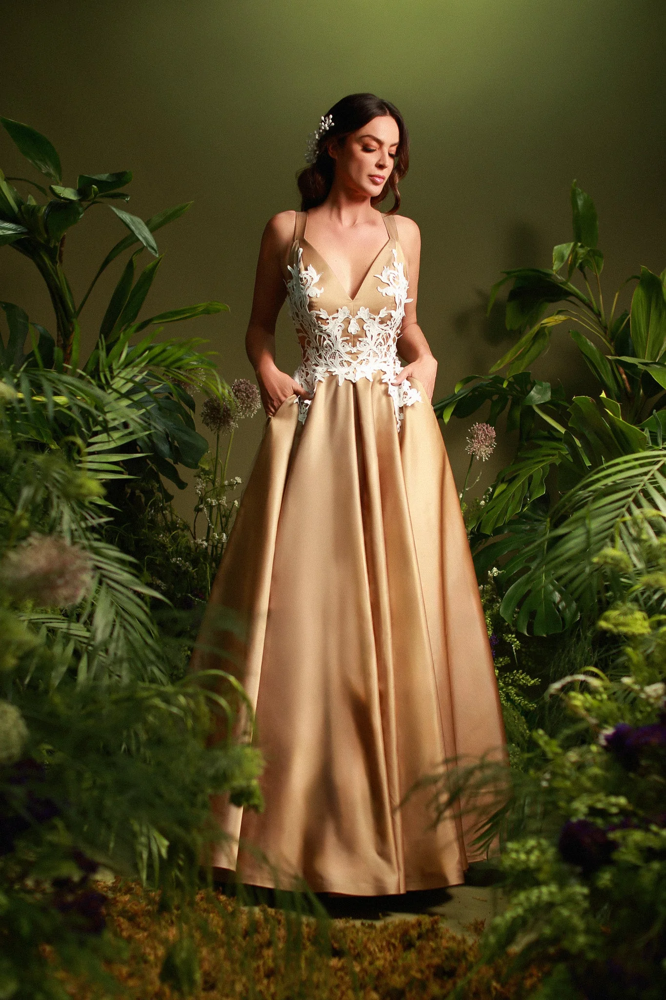 Golden Floral Dress