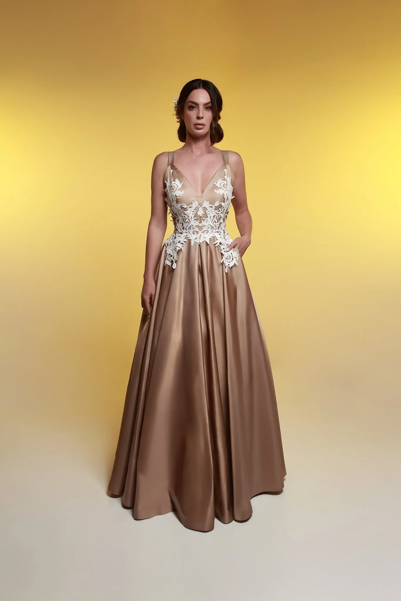 Golden Floral Dress - Image 2