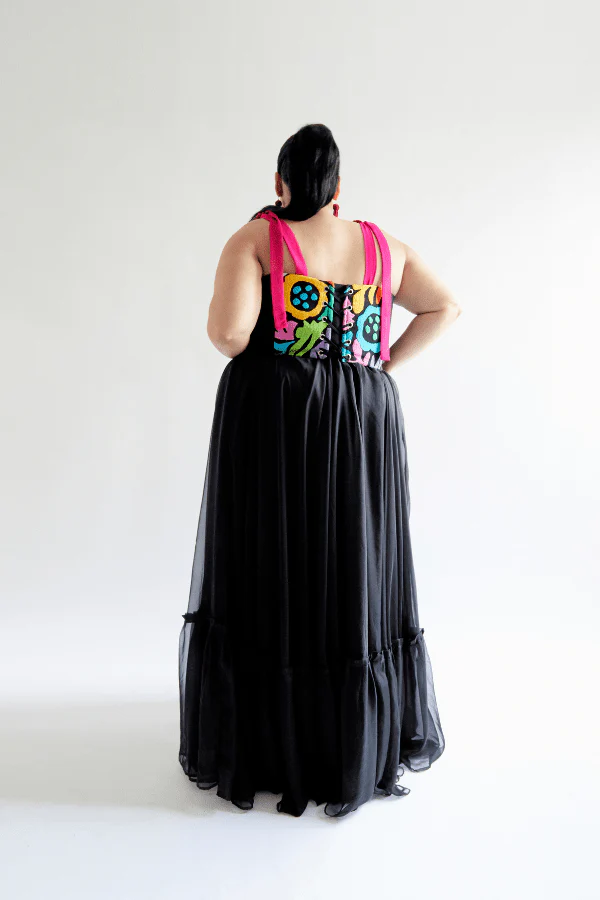 Jalapa Embroidered Dress with Pink Straps - Image 3