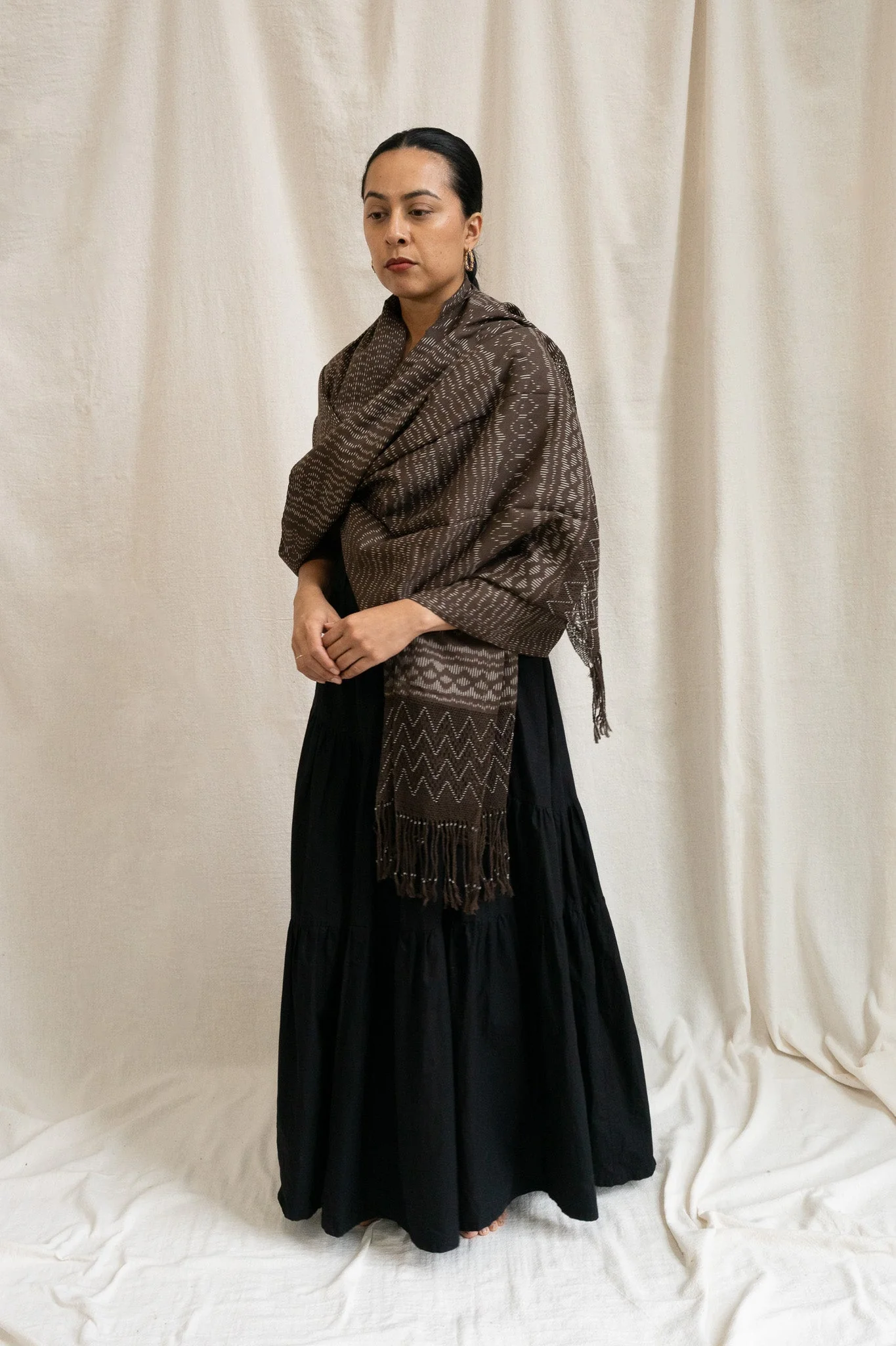 Beaded Rebozo - Brown - Image 3