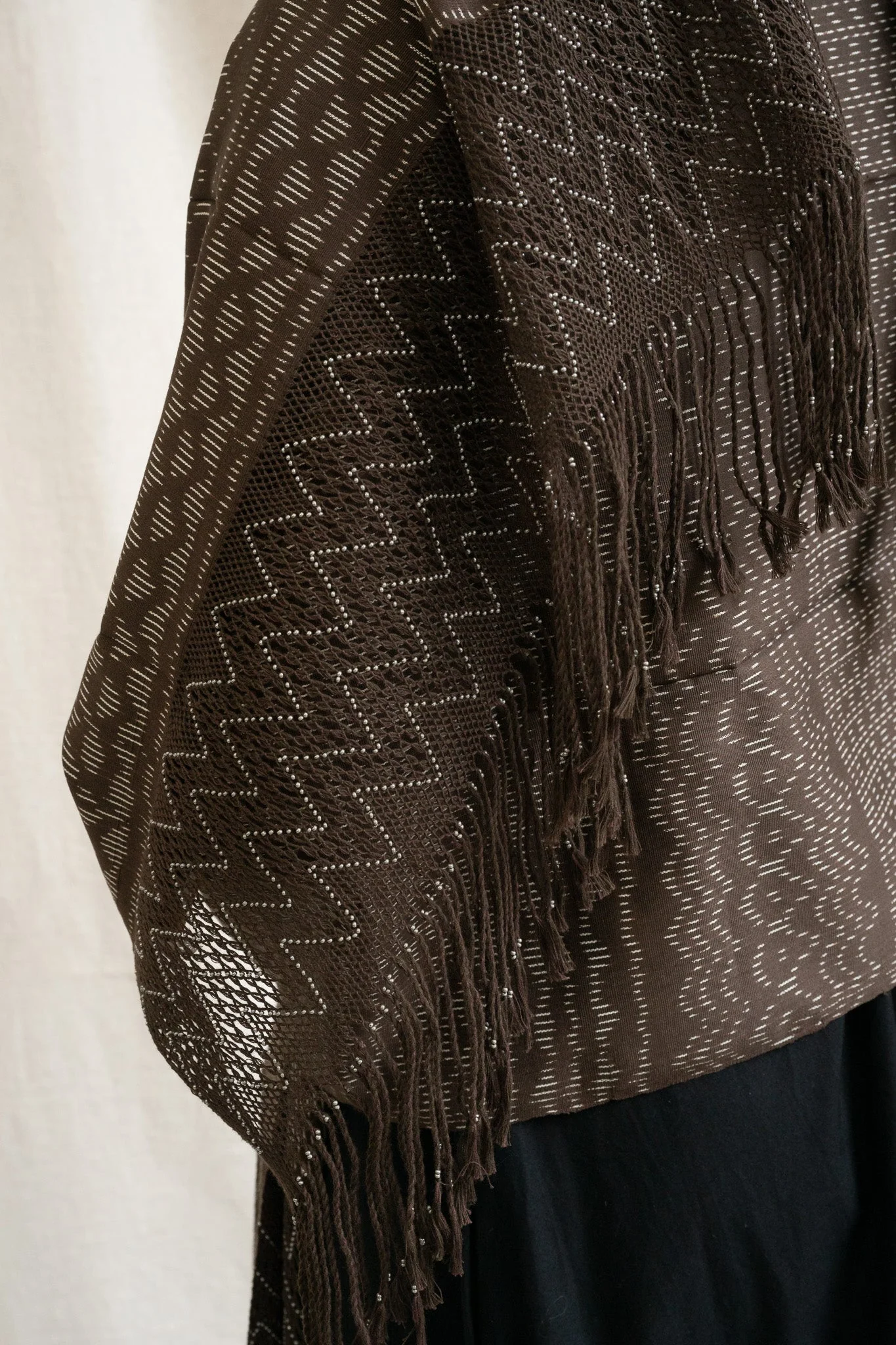 Beaded Rebozo - Brown - Image 4