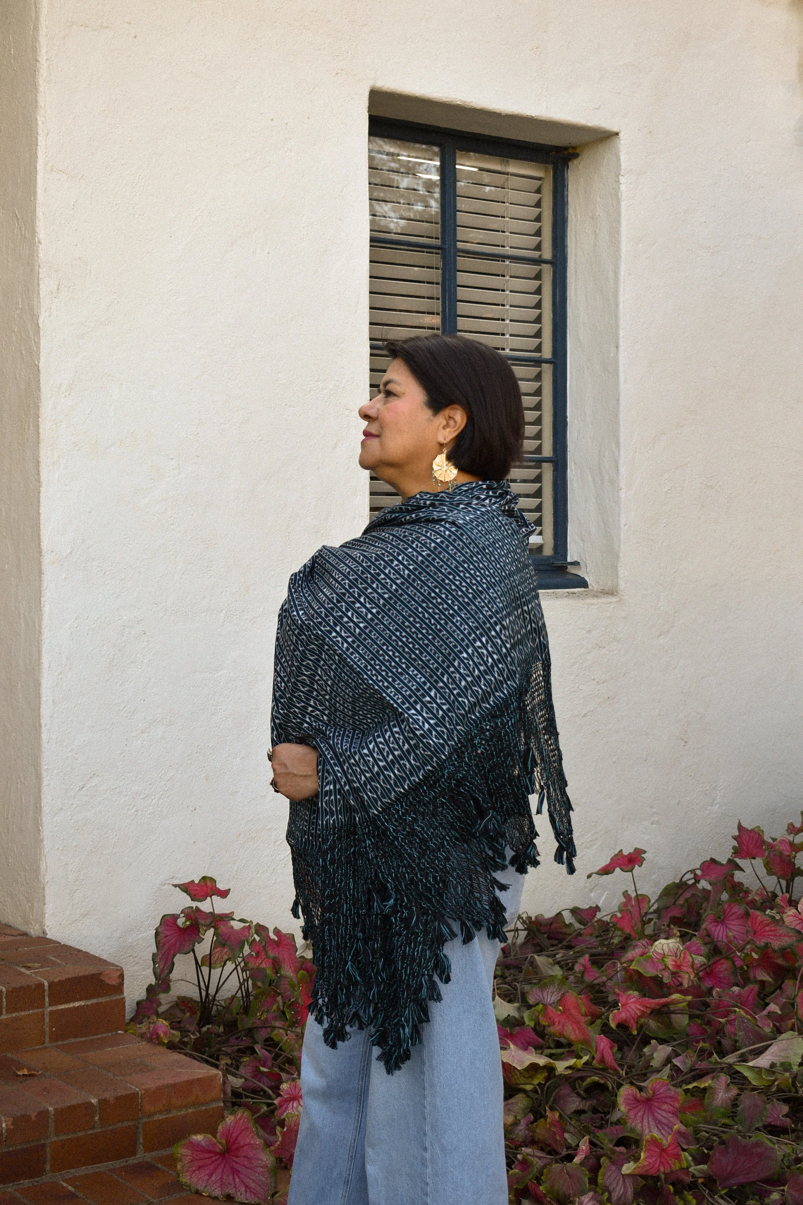 Large Rebozo - Black & Blue - Image 2