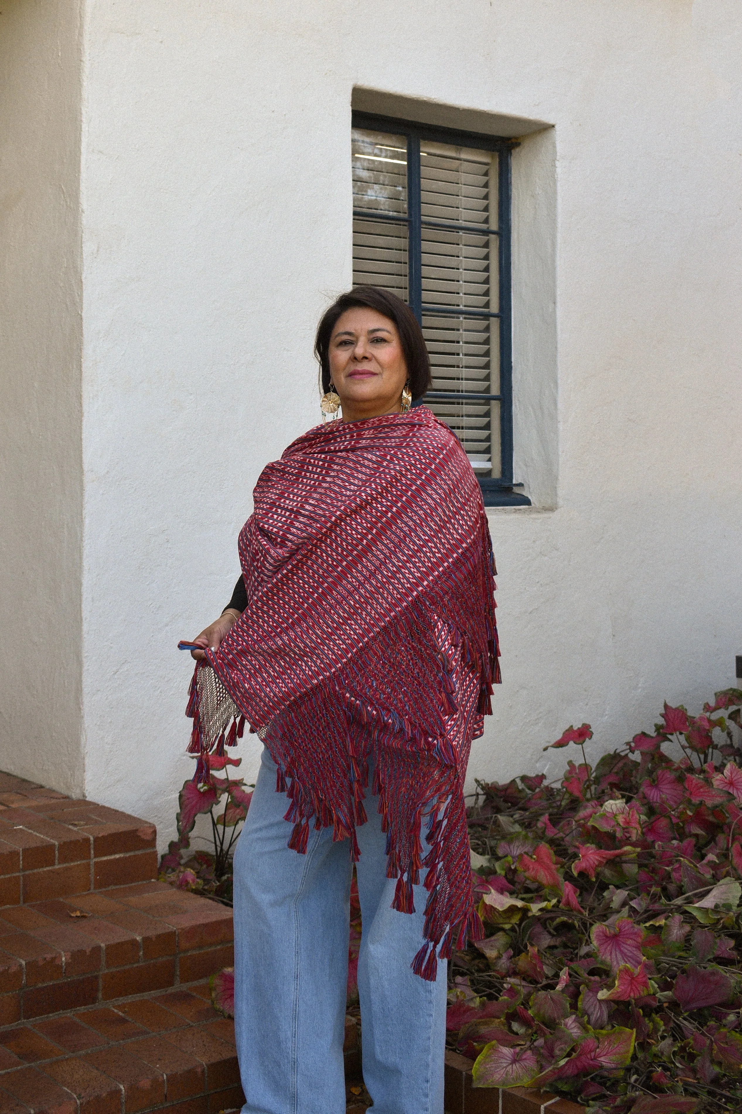 Large Rebozo - Burgundy - Image 2