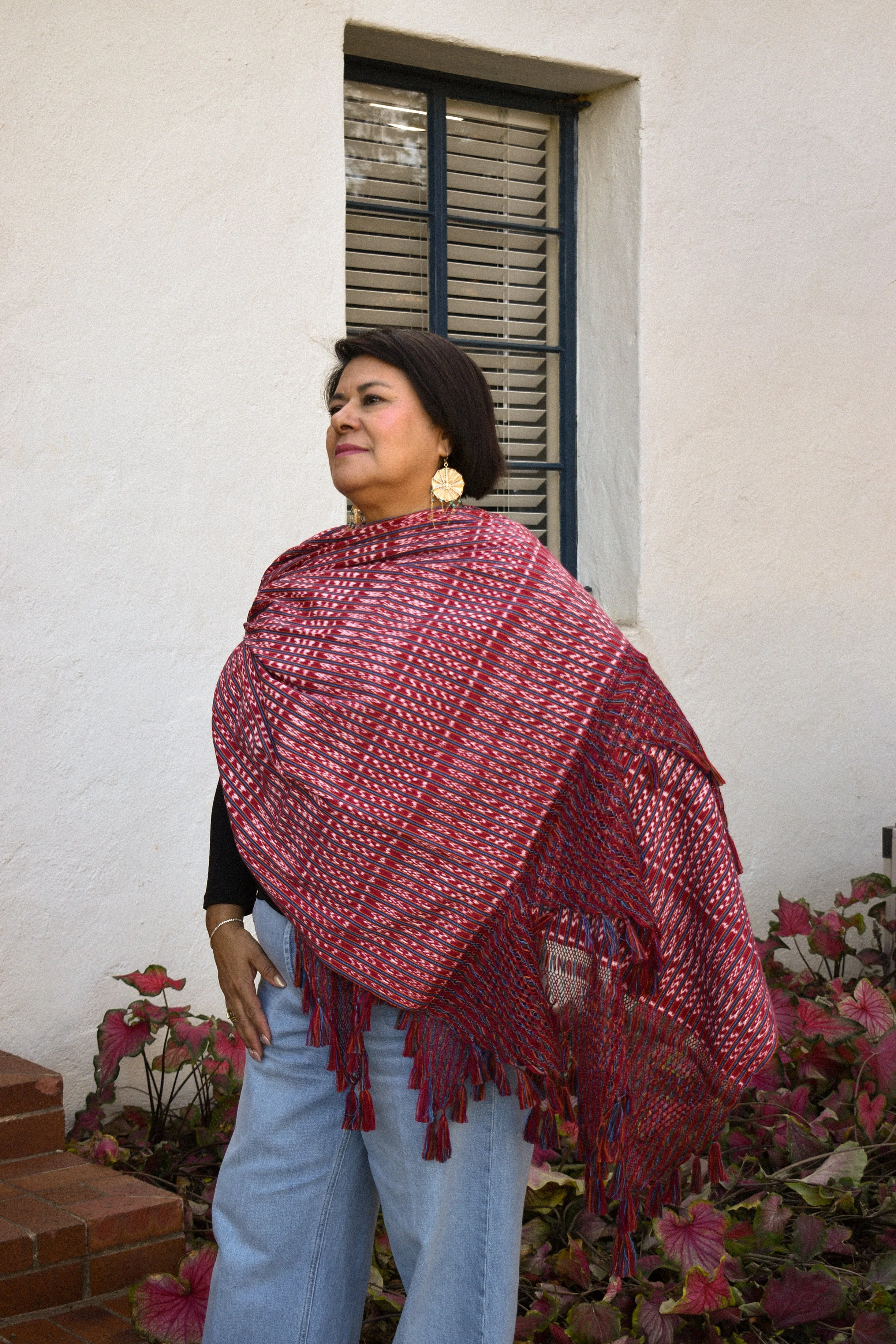 Large Rebozo - Burgundy - Image 3