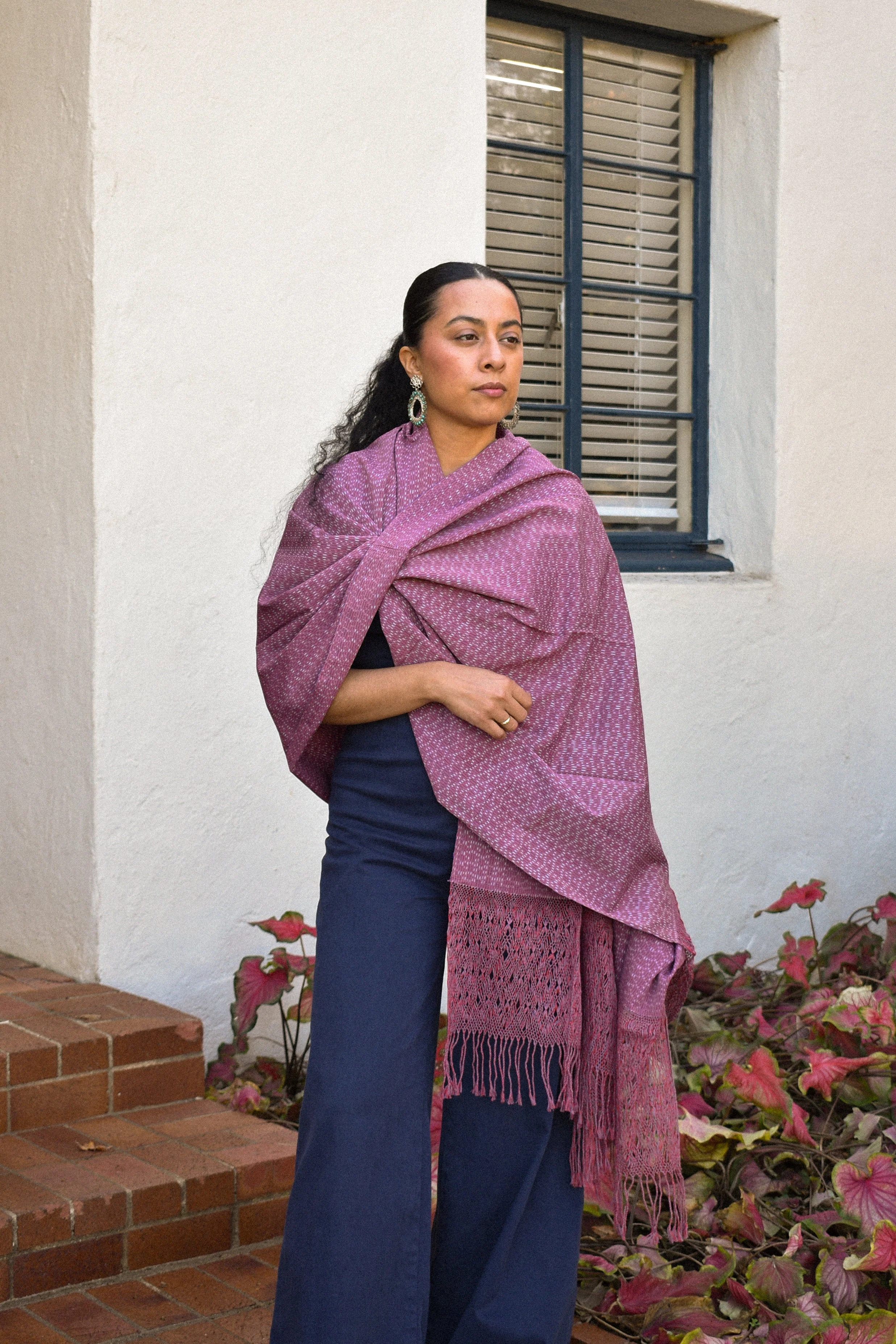Large Rebozo - Deep Mauve - Image 3