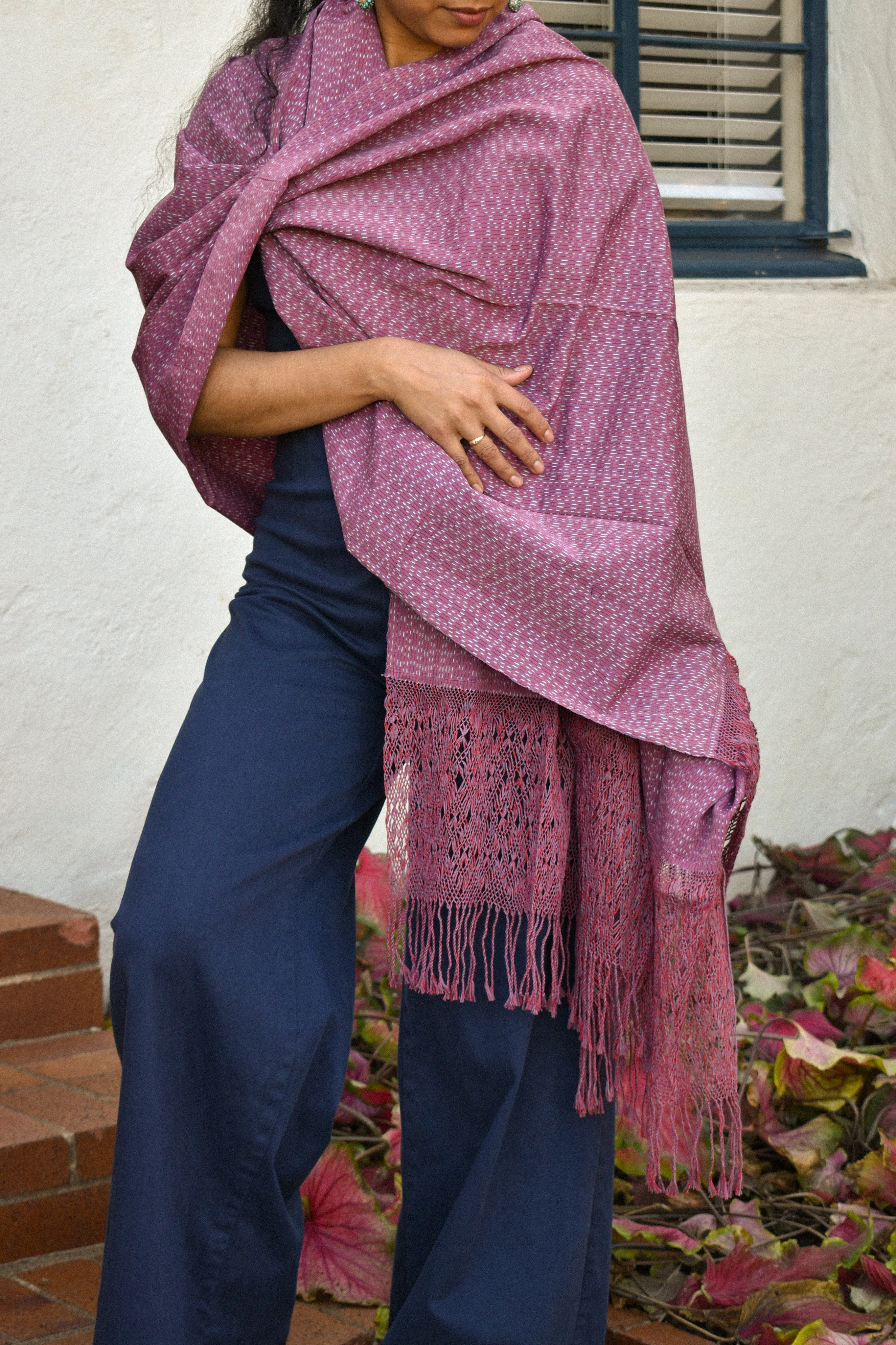 Large Rebozo - Deep Mauve - Image 4