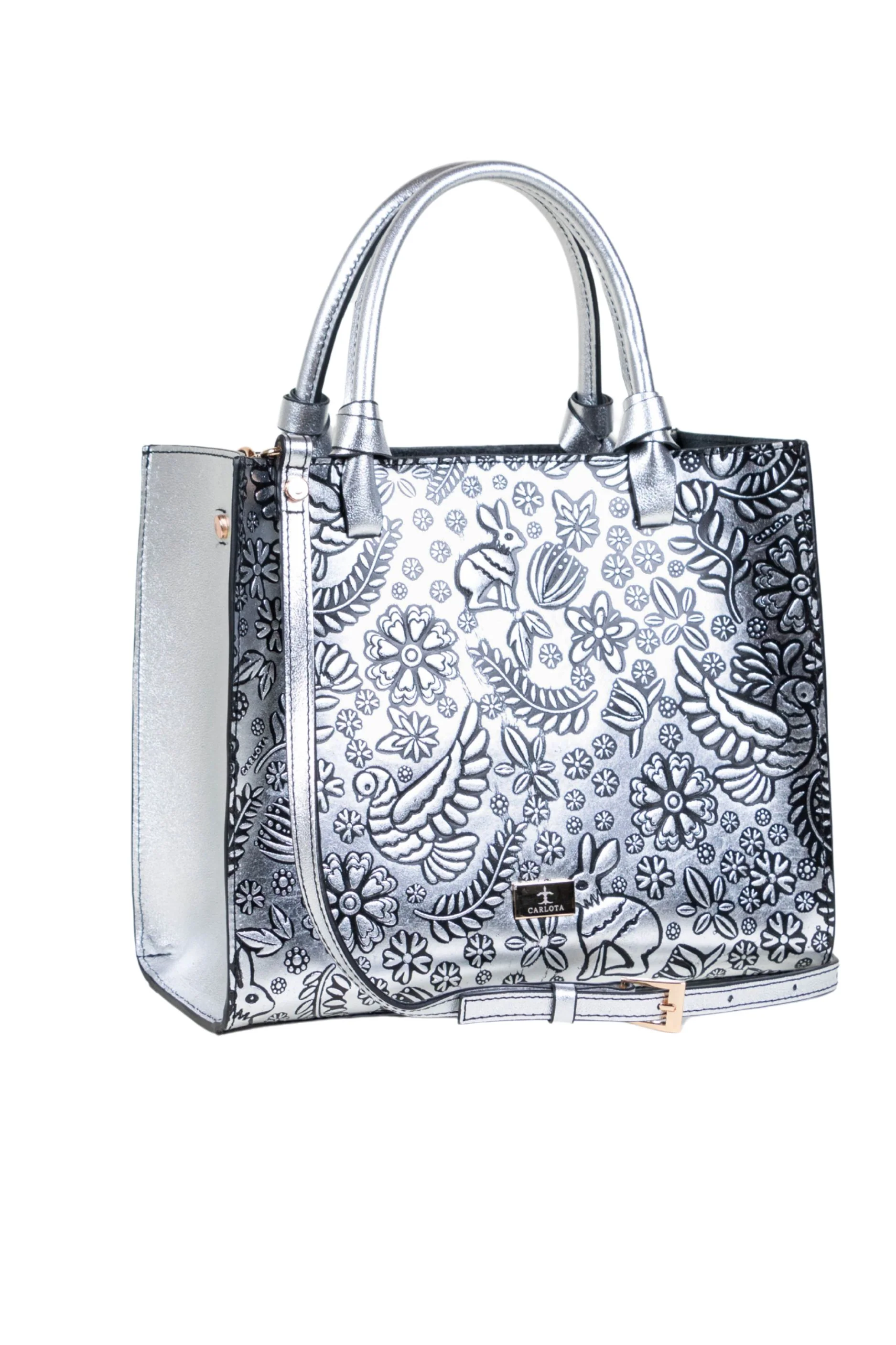 Liebre Metallic Mini Tote - Silver - Image 2